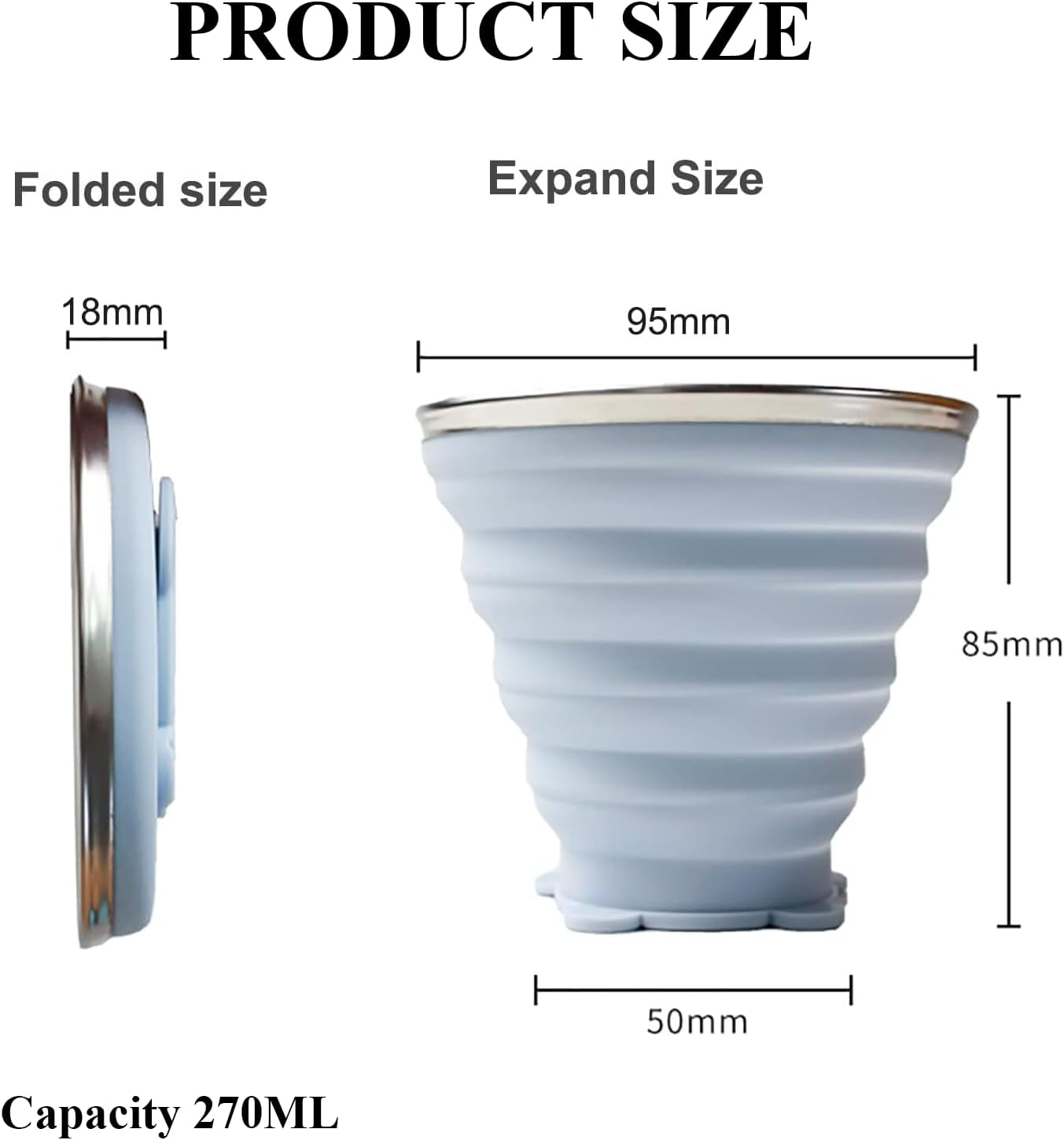 Rhoyee 2 Pack Collapsible Silicone Travel Cups with Lids &ndash; Ultra-Portable, Foldable & Reusable Cups for Camping, Hiking, Travel &ndash; Compact, Leakproof, Bpa-Free Expandable Mugs (Blue & Pink, 270Ml)