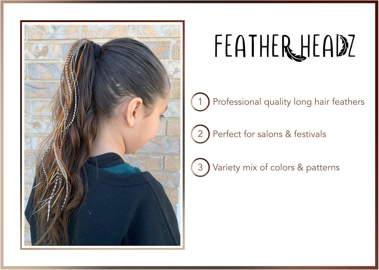 Feather Headz (Natural Short) - 30 Natural Short Colour Hair - 7"- 12" Long - for Hair Extension, Natural Hair Extension DIY Kit - Eye-Catching Design - 10 Micro-Link Beads - 100% Real Rooster ... image number 1