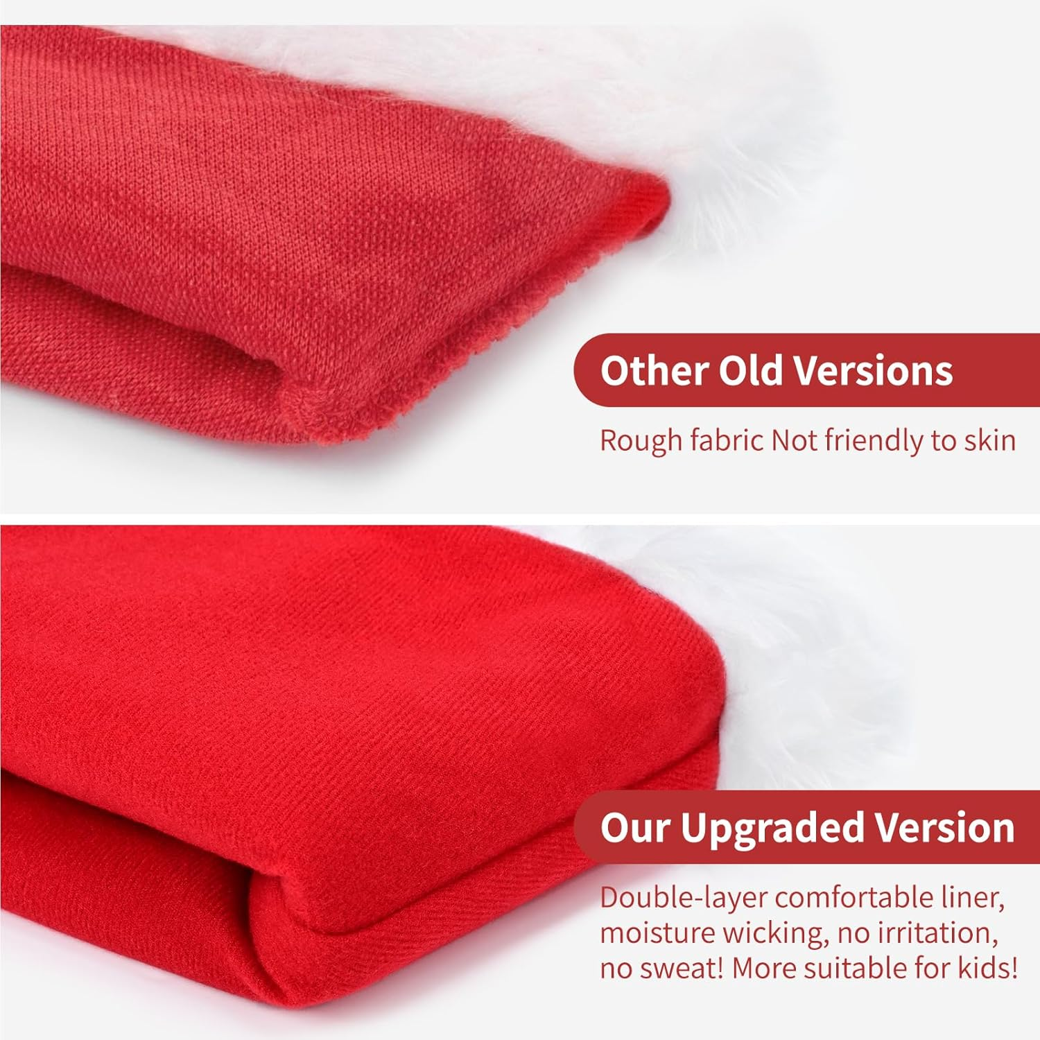 Santa Hat Christmas Hat for Adult, Unisex Soft Plush Classic Fur Xmas Holiday Hat, Thicken Comfortable Velvet Santa Claus Hat for Christmas New Year Festive Theme Party Supplies image number 3