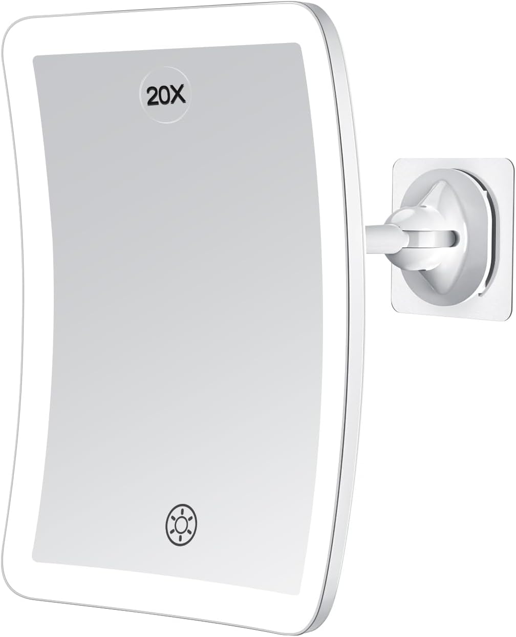 Famihomii 1X/20X Magnification Makeup Mirror with Lighting, Removable Cosmetic Mirror with Lighting, Portable Magnifying Mirror with Suction Cup, 3-Colour Light & No Dimming, 360 Degree Mirror image number 1