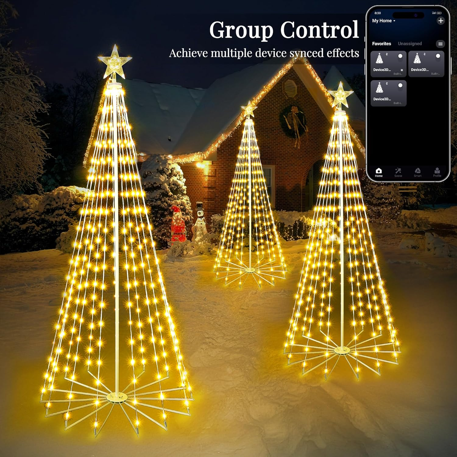 Smart Christmas Tree Lights, 1.88 M 265 Leds Outdoor Cone Shape Christmas Fairy Lights with Star Waterproof 16 Million RGB Colours Christmas Decoration Light for Garden Party Indoor, App