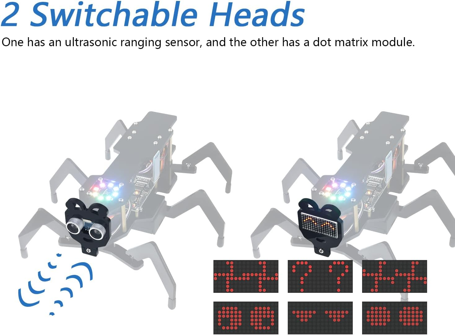 Freenove Robot Ant Kit (Compatible with Arduino IDE), Dot Matrix Expressions, Obstacle Avoidance, Wireless Control App, Ultrasonic Sensor Servo image number 1