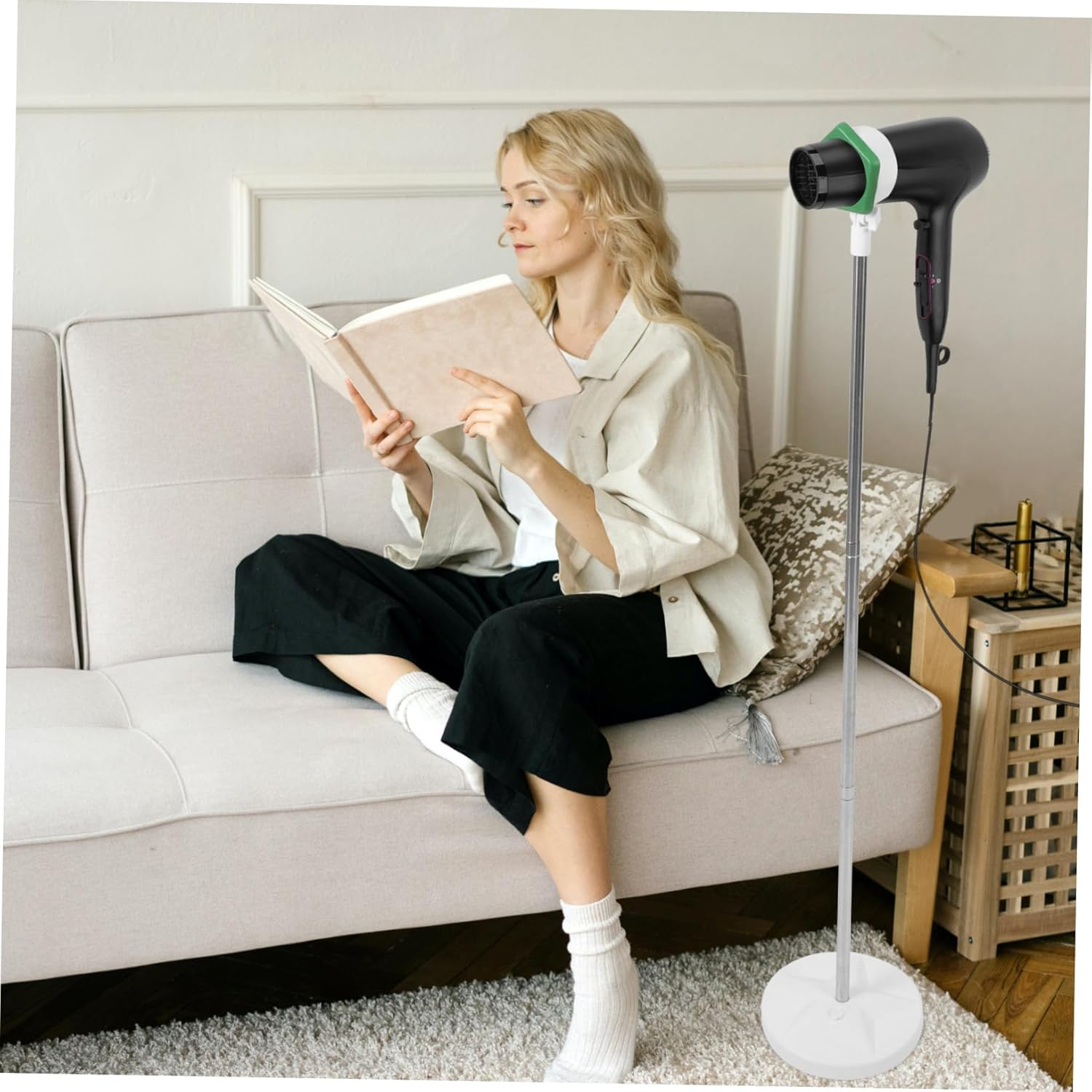 Gatuida Hands-Free Blow Dryer Stand Holder Adjustable 50-106Cm Vertical Hair Dryer Rack Floor Storage for Bathroom and Salon Use Flexible Green image number 3