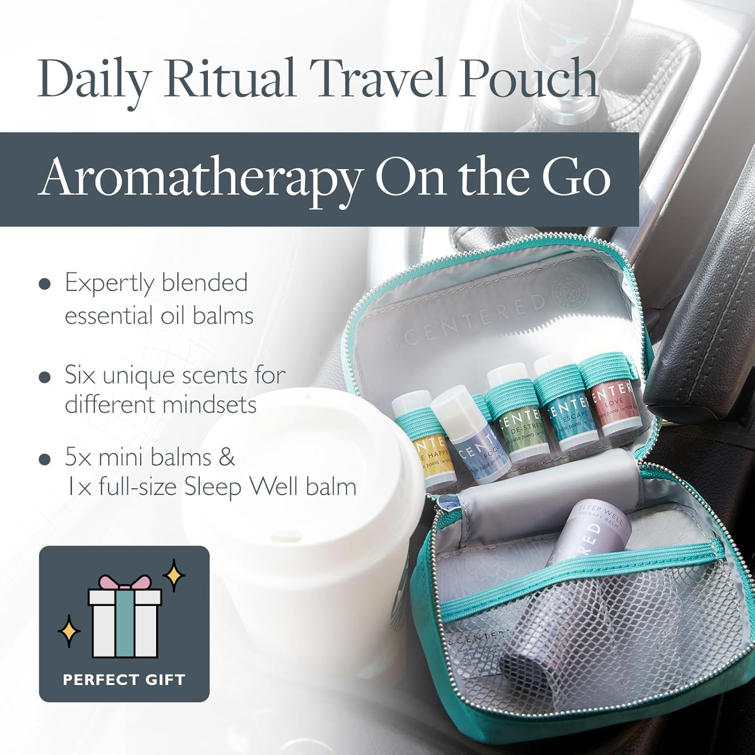 Scentered Aromatherapy Balm Gift Set - DAILY RITUAL - Sleep Well (5G) + 5 X Mini Balms: De-Stress, Focus, Happy, Escape & Love - Lavender, Rosemary, Ylang Ylang Essential Oils Gifts for Women