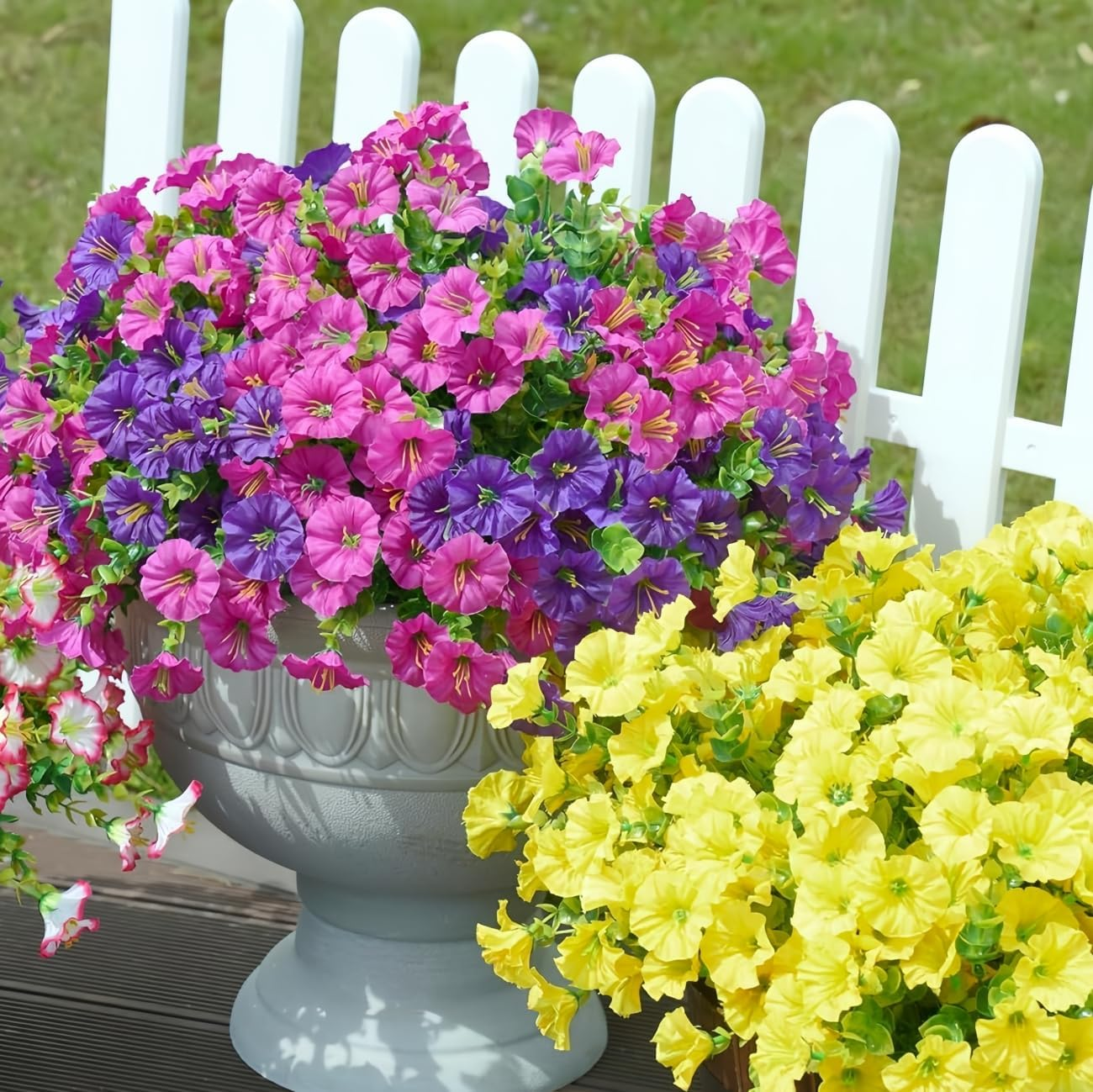 Artificial Flowers for Outdoor Decoration Faux Plants Flowers, 10 Bundles Summer Fall Flowers Autumn Spring Decoration, Fake Silk Colorful Flowers for Garden Porch Wedding Home Decor