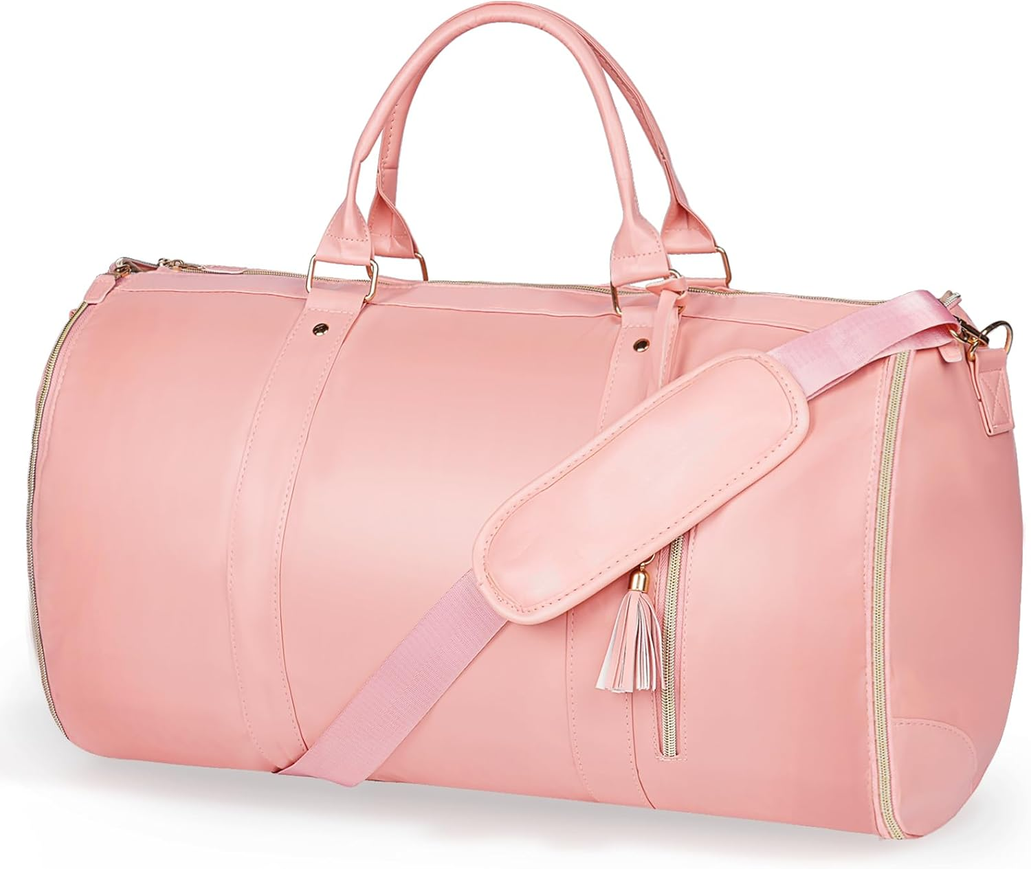 Disna Convertible Garment Bag for Travel- Waterproof Leather Convertible 2 in 1 Carry on Garment Bag with Shoe Compartment Garment Duffel Bag for Women (Black)