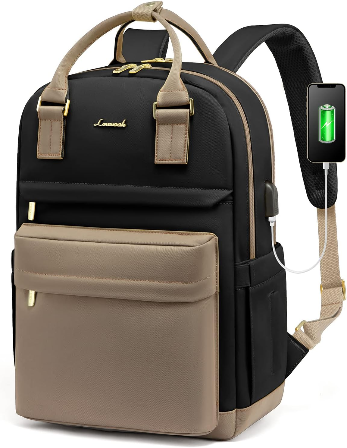 LOVEVOOK Laptop Backpack for Women 15.6 Inch Laptop Bag with USB Port, Fashion Waterproof Backpacks Teacher Nurse Stylish Travel Bags Vintage Daypacks Bookbag for College School Work