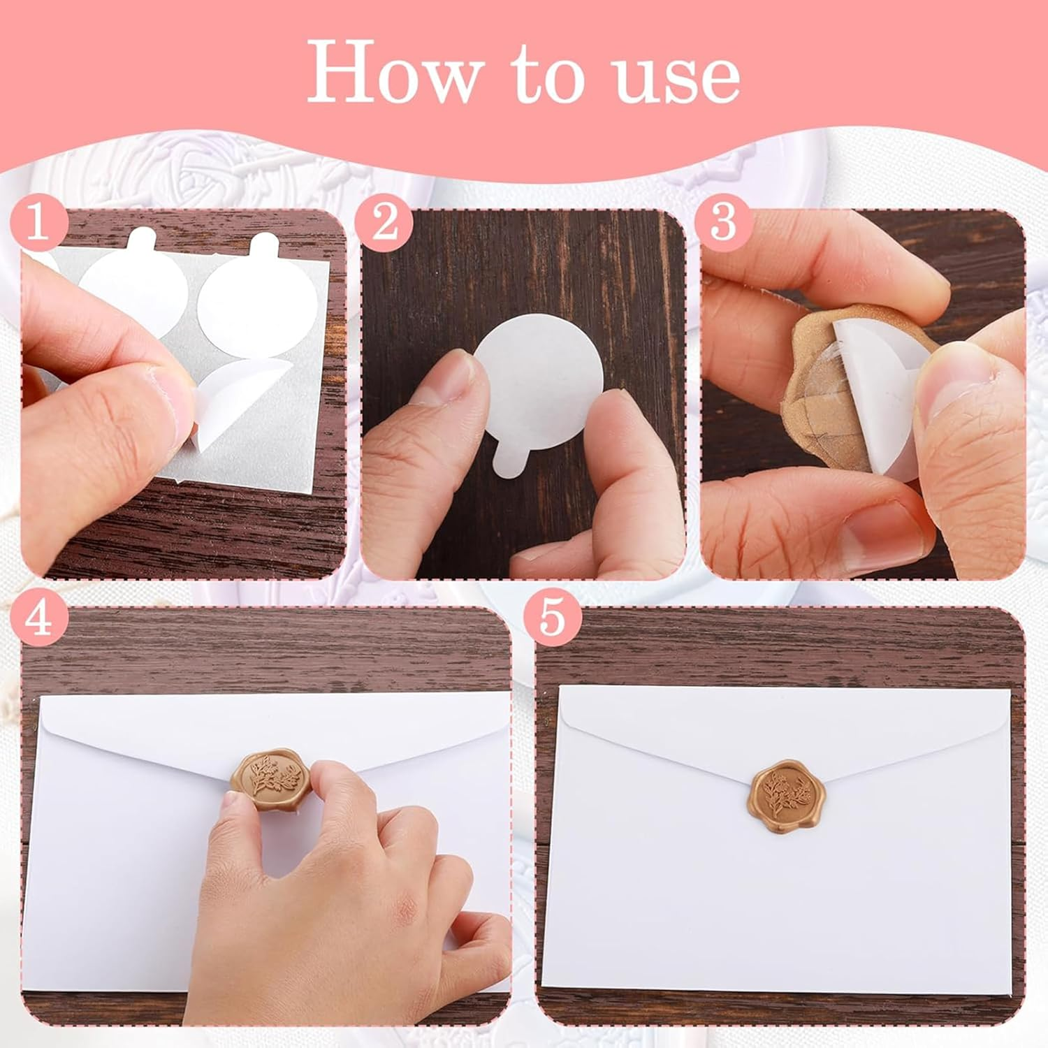 400 Pcs Double-Sided Adhesive Dots,Removable Dots Stickers Clear Tape Tack No Trace,With Handle Easy to Tear Transparent round Double-Sided Adhesive Stickerh,Used for Wax Seal Stamp Set image number 3