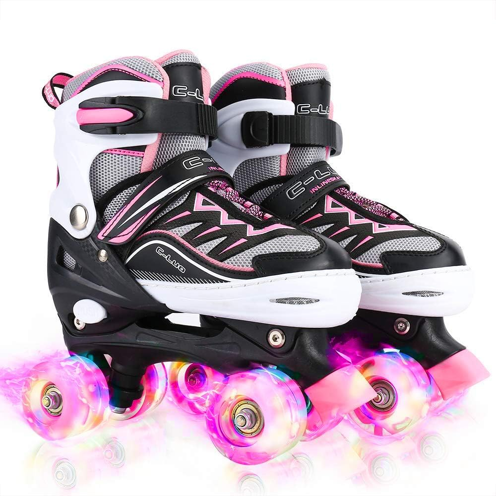 Otw-Cool Adjustable Roller Skates for Girls and Women, All 8 Wheels of Girl'S Skates Shine, Safe and Fun Illuminating for Kids