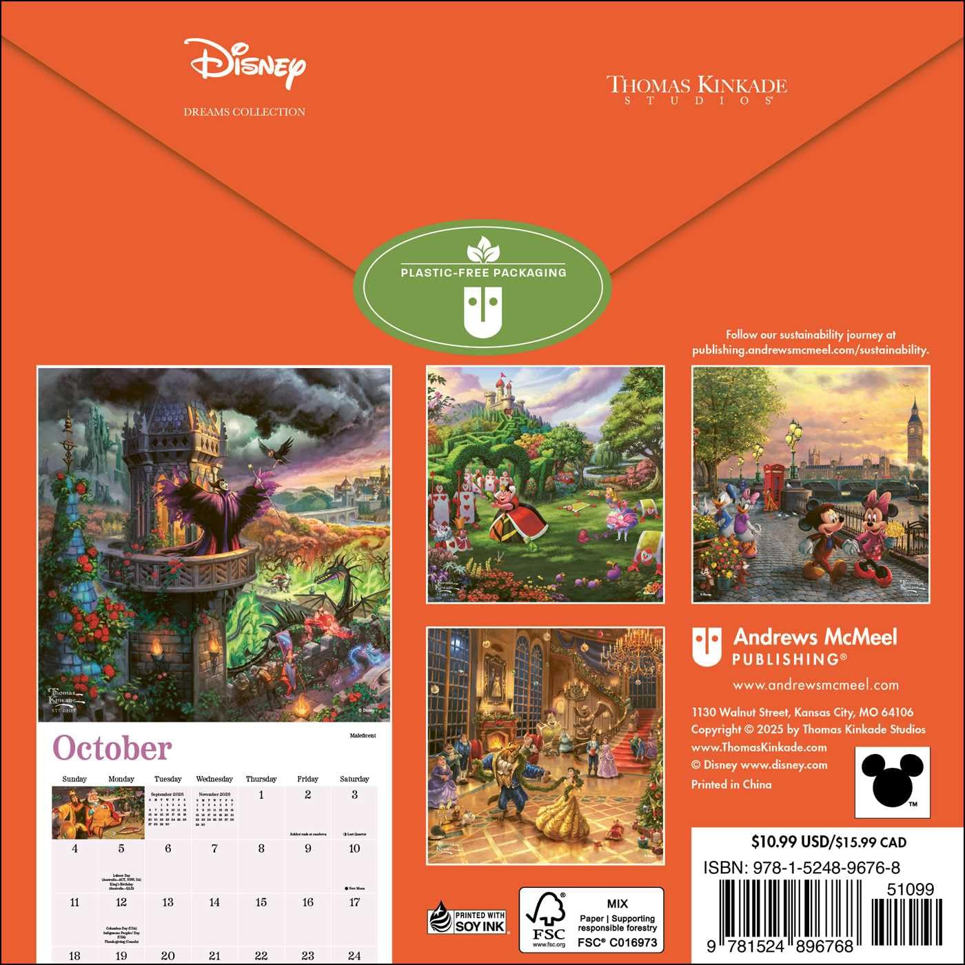 Disney Dreams Collection by Thomas Kinkade Studios 2026 Mini Wall Calendar image number 2