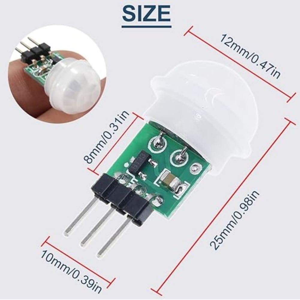 Quxyxso IR Human Sensor 5Pcs AM312 Mini Detector Module HC-SR312 Pyroelectric Infrared PIR Motion Automatic Detector DC 2.7 to 12V for Arduino 2 A1U2 with Dupont Wire image number 3
