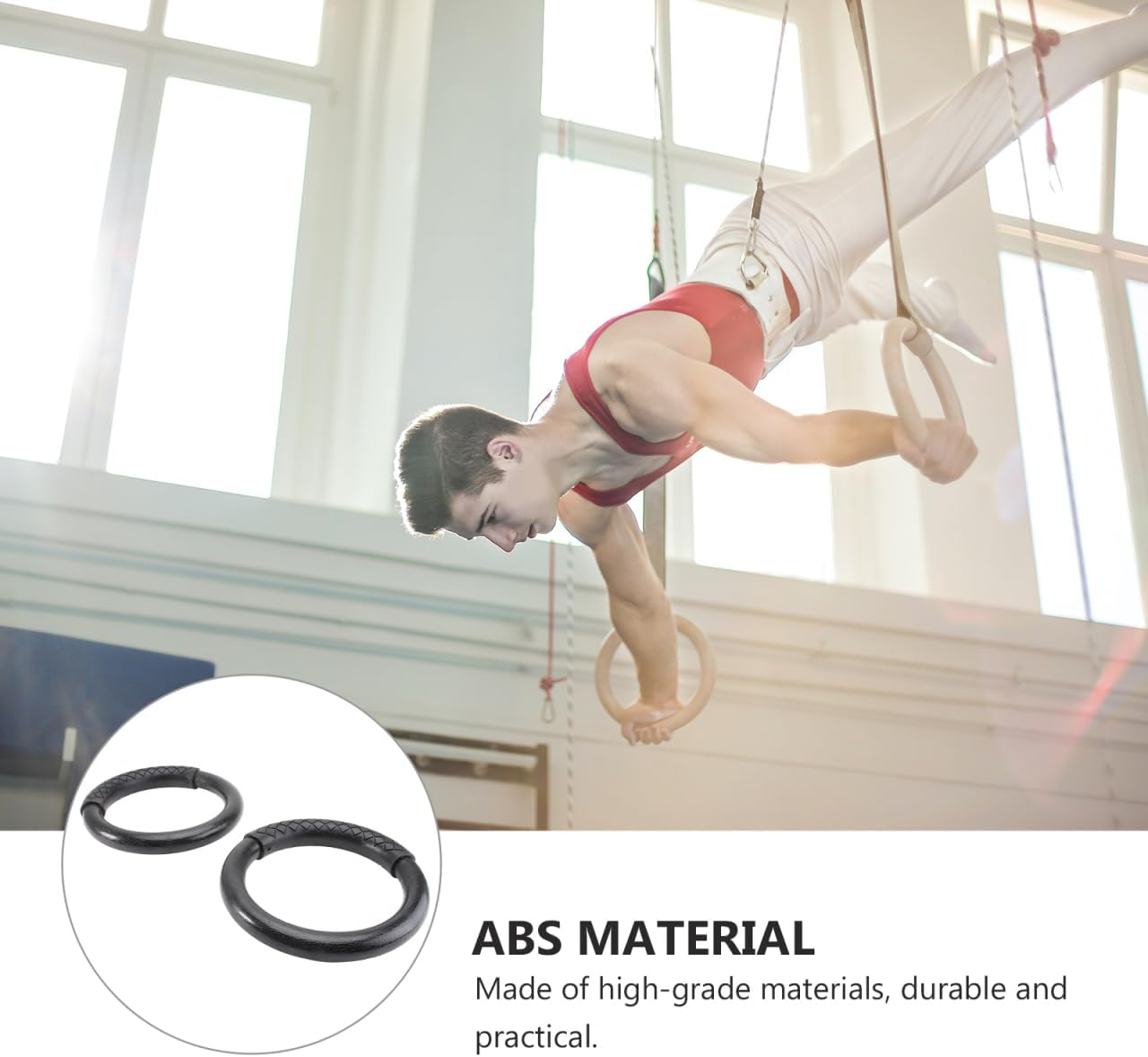 Mipcase Gymnastic Ring: Pull up Exercise Rings Pilates Rings Workout Rings, Outdoor Indoor Calisthenics Rings for Fitness Body Workout image number 5