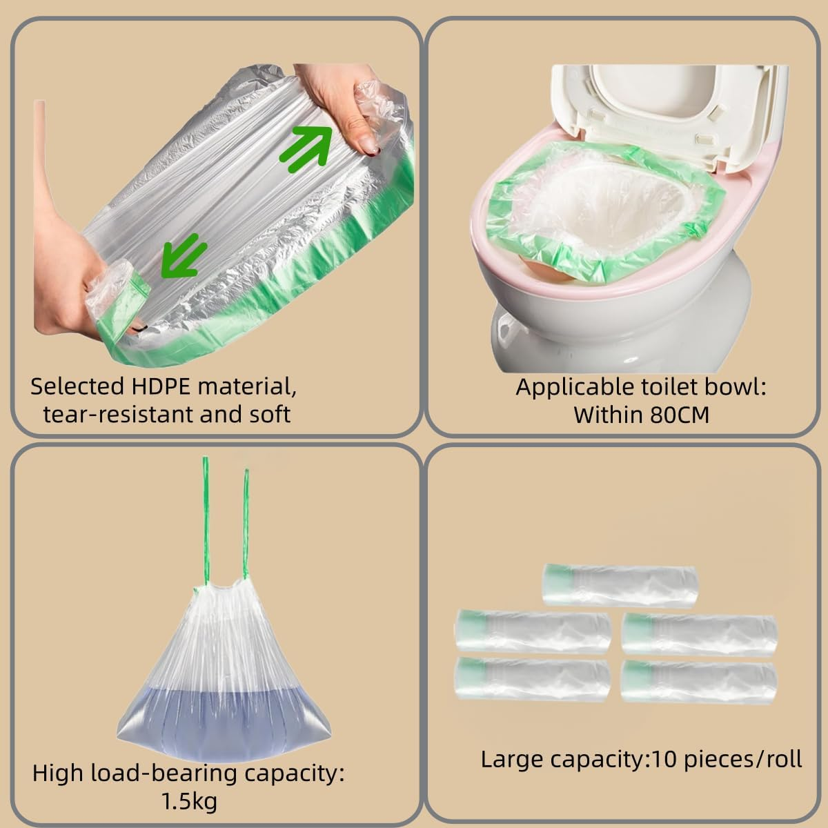 50PCS Toilet Seat Cleaning Bag,Reusable，Suitable for Kids Training Seats, Toddlers, Adults and Outdoor Pets, Bedpans and Outdoor Use(42 X 24Cm) image number 4