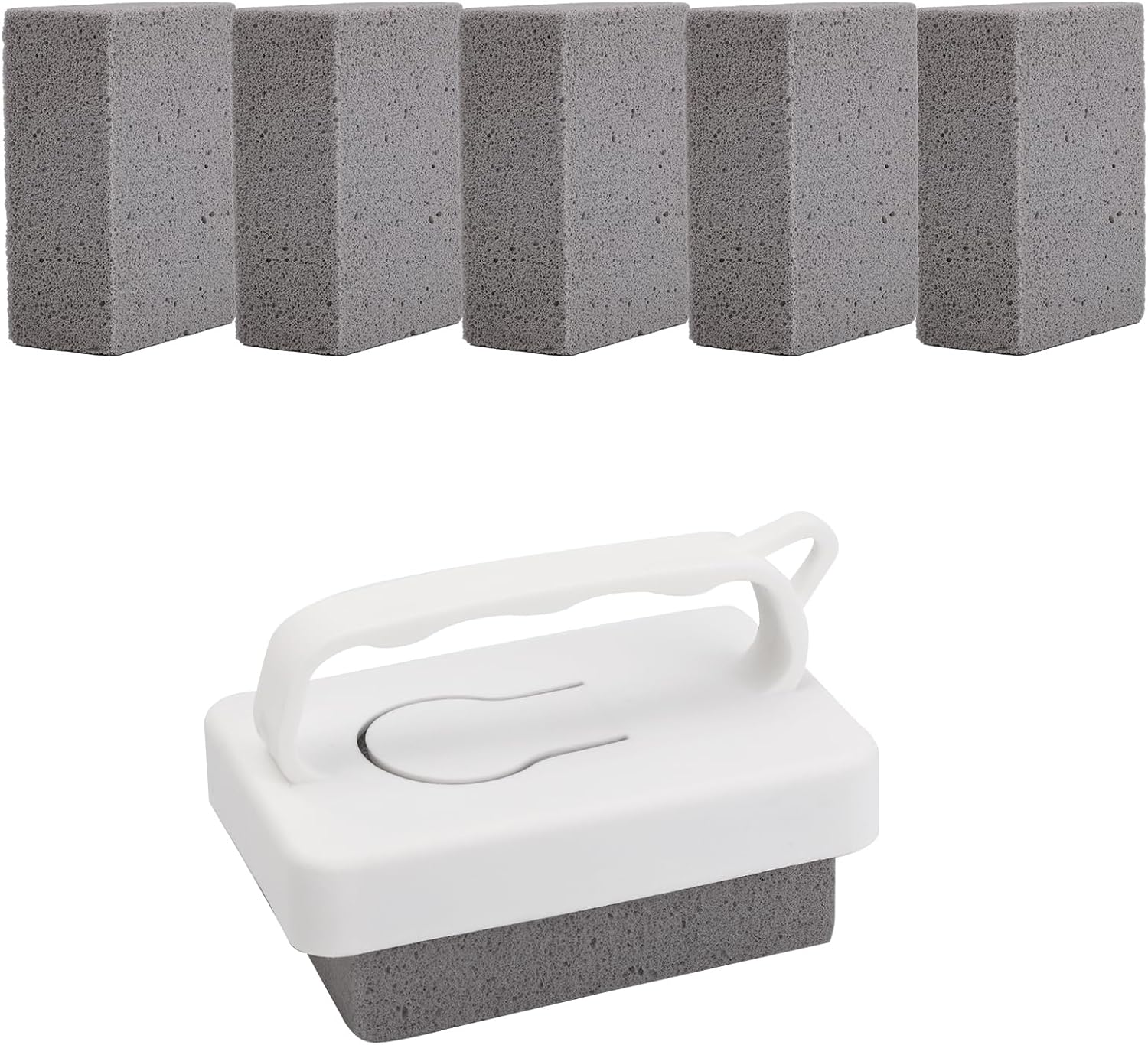 BOXOB 6Pcs Pool Cleaning Block with Handle, Pool Pumice Stone Barbecue Cleaning Brick Stain Remover Stones for Bathroom Kitchen Spa Sink Tile Grout Concrete image number 5