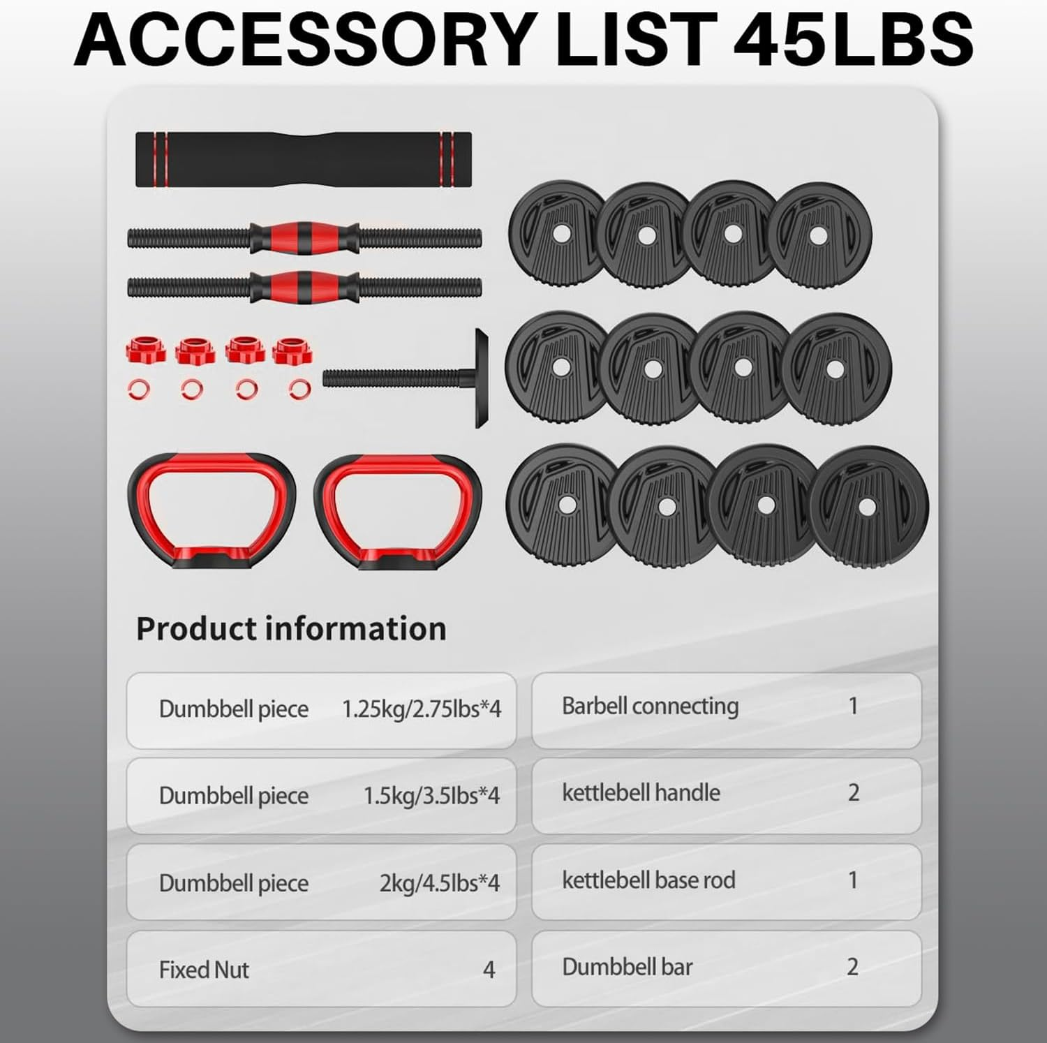 Yildue Adjustable Dumbbells Set,Free Weights Set with Connector,4 in 1 Dumbbells Sets Used as Barbell/Kettle Bells/Push up Stand,Fitness Exercises for Gym Equipment Home Workout for Women/Men image number 5