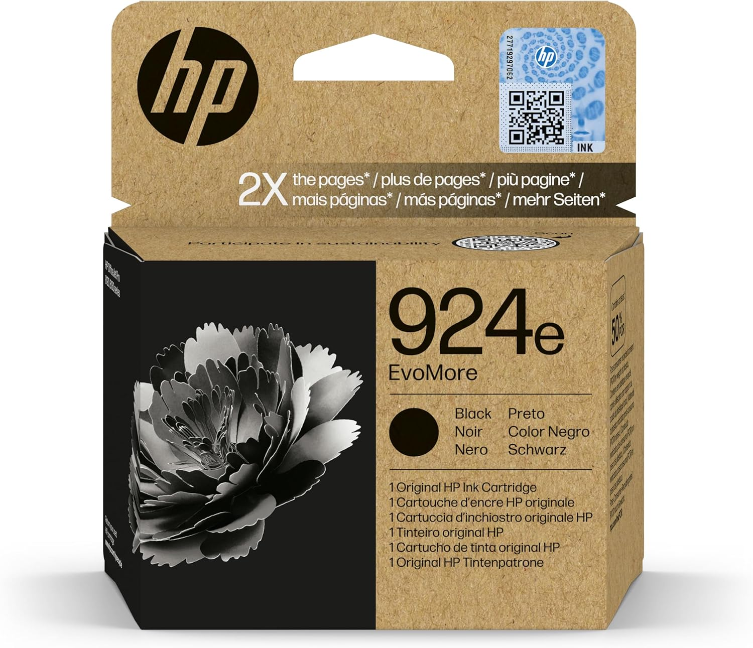 HP 924E (XL) Black Ink Cartridge & 924 Standard Capacity Cyan/Magenta/Yellow Printer Ink Cartridge, 4-Pack, Compatible with Officejet Pro 8134E 8122E 8124E 8135E 8125E 8132E Series image number 1