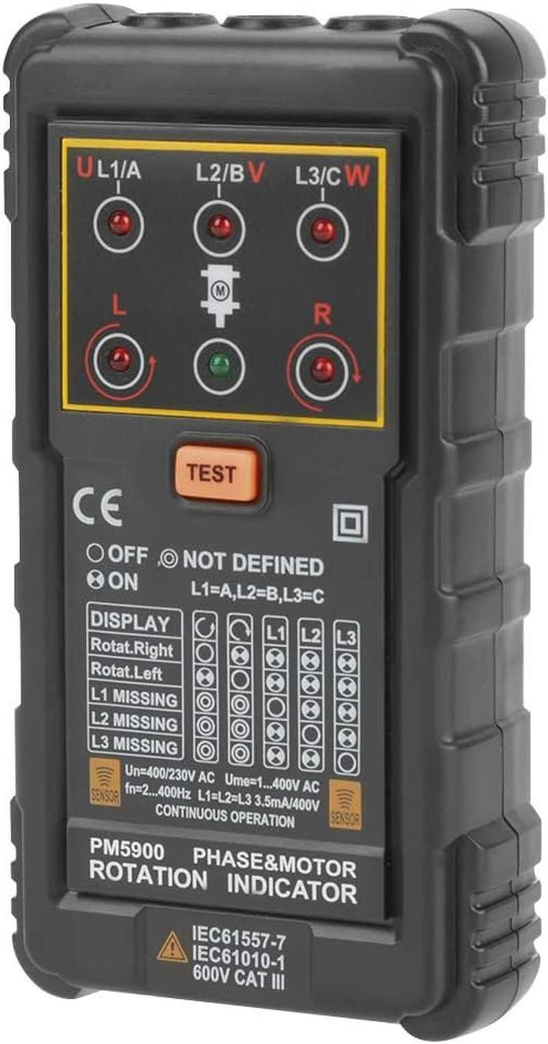 Viagasafamido 3 Phase Sequence Presence Rotation Tester Indicator Detector Meter with LED and Buzzer