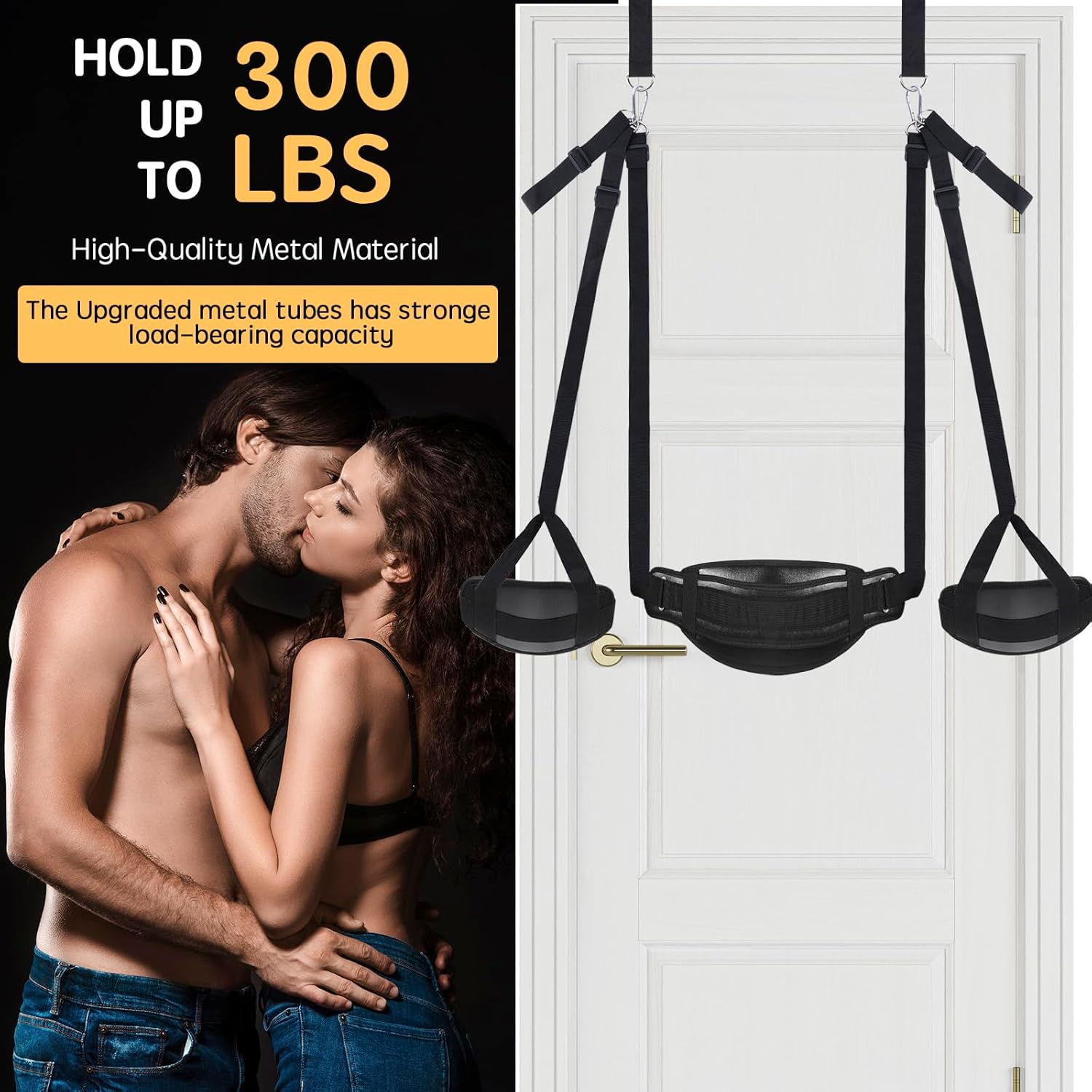 BDSM Door Sex Toys Sex Swing Bondage Slave Leather Soft Plush Sex Slings with Adjustable Straps, Hanging Door Handcuffs Leg Restraints Spreader Adult Toys for Couple image number 5