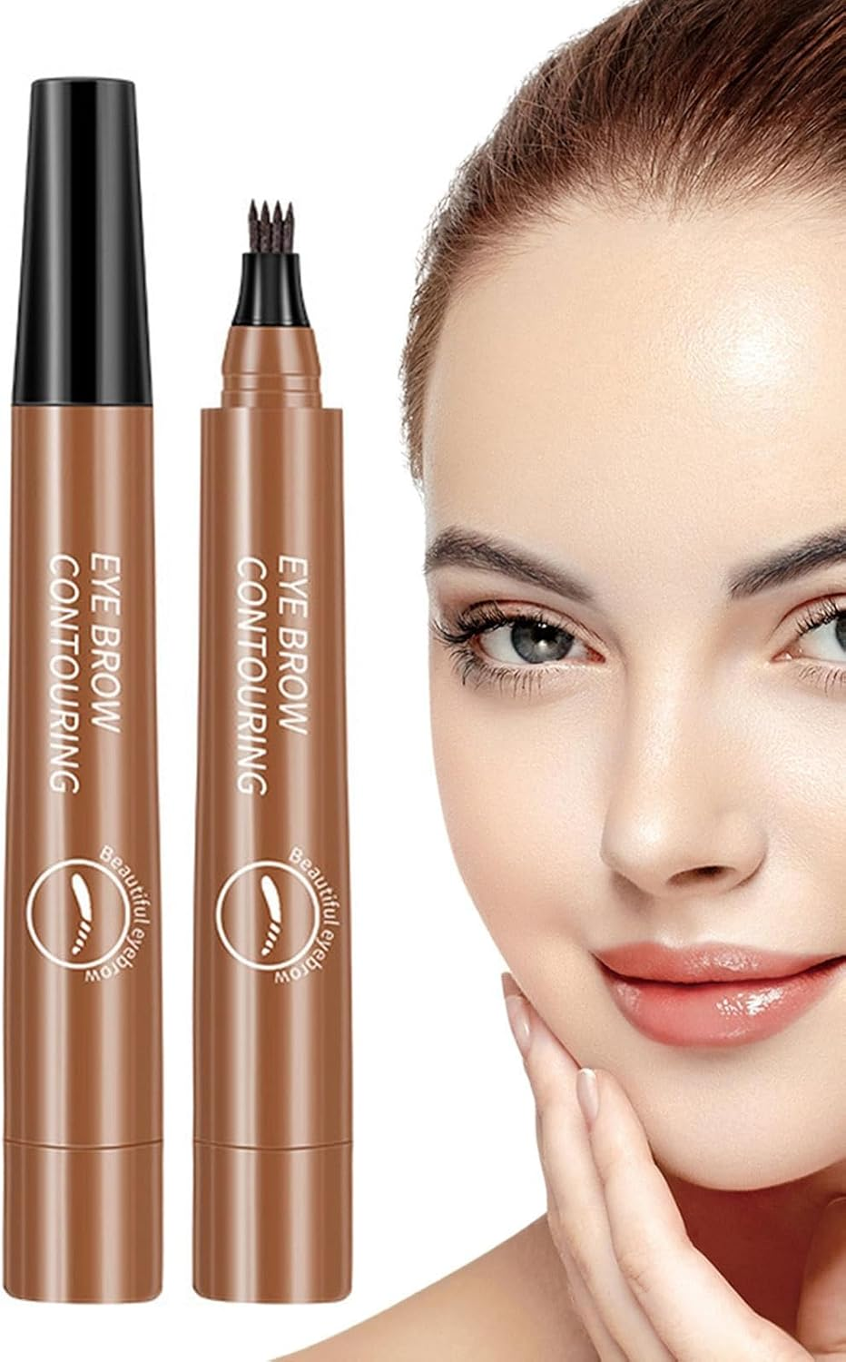 Eyebrow Pen &ndash; Smudge-Proof Fork Tip Applicator, Fine Brow Definer Tool | Durable Liquid Makeup Marker, Realistic Eyebrow Filler Brush, Cosmetic Solution for Shaping and Defining Eyebrows image number 1