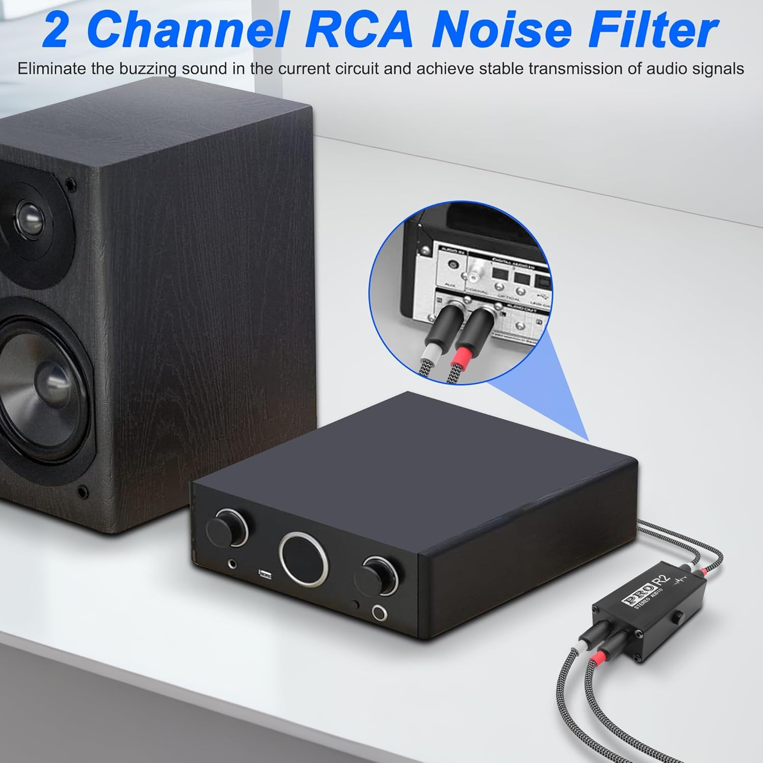 XMSJSIY RCA Noise Filter for Car Audio Ground Loop Isolator 2 Channel Hum Eliminator PRO AV Hifi Stereo Audio Isolator Filter with RCA Cable Audio Signal Noise Reducer for Home Stereo System image number 6