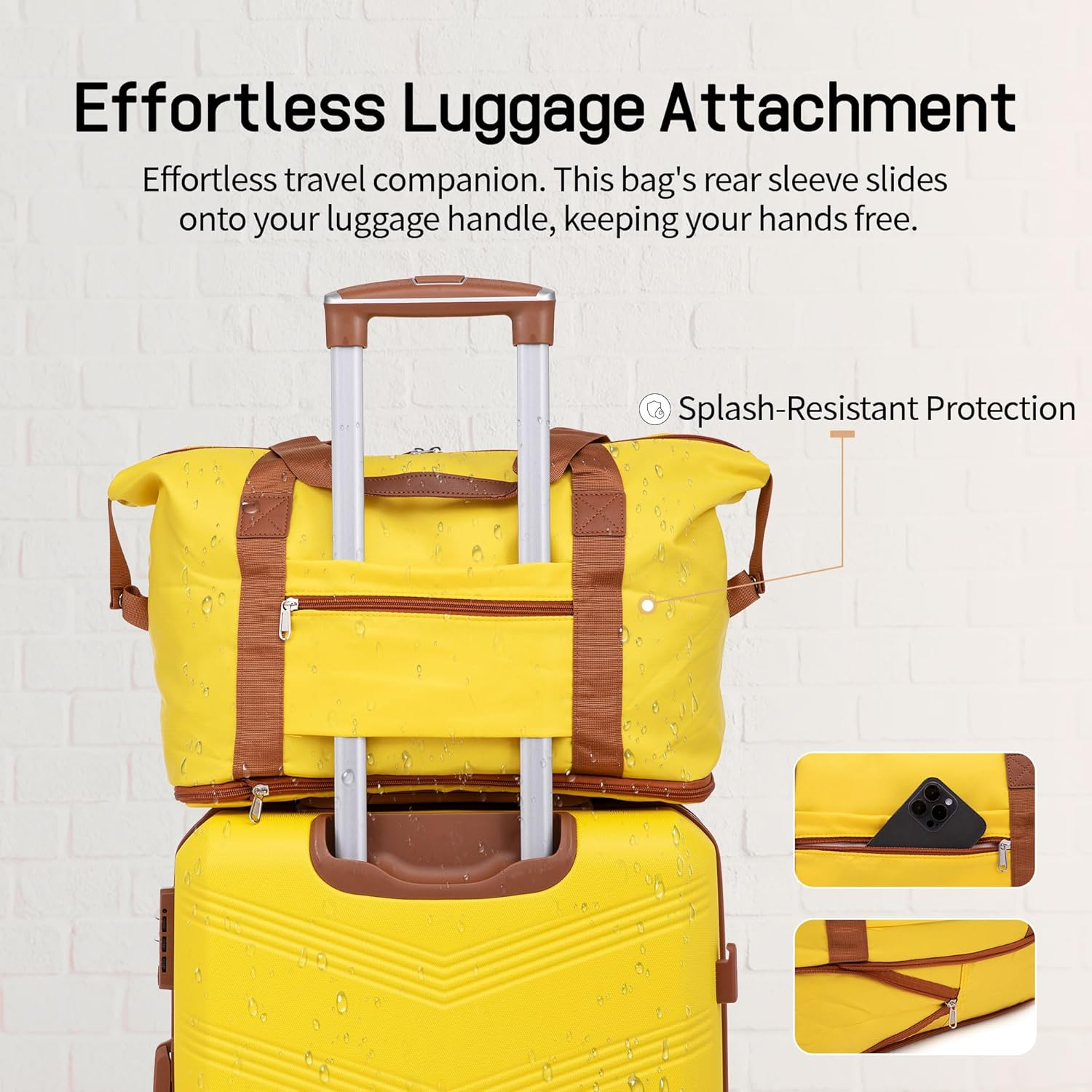 CONCEPTEN Expandable Luggage Sets 5 Piece, Hard Case Suitcase Set with Spinner Wheels,22X14X9 Airline Approved Carry On,Lightweight Durable Suitcase with TSA Lock, Yellow, Hardside Luggage With image number 2