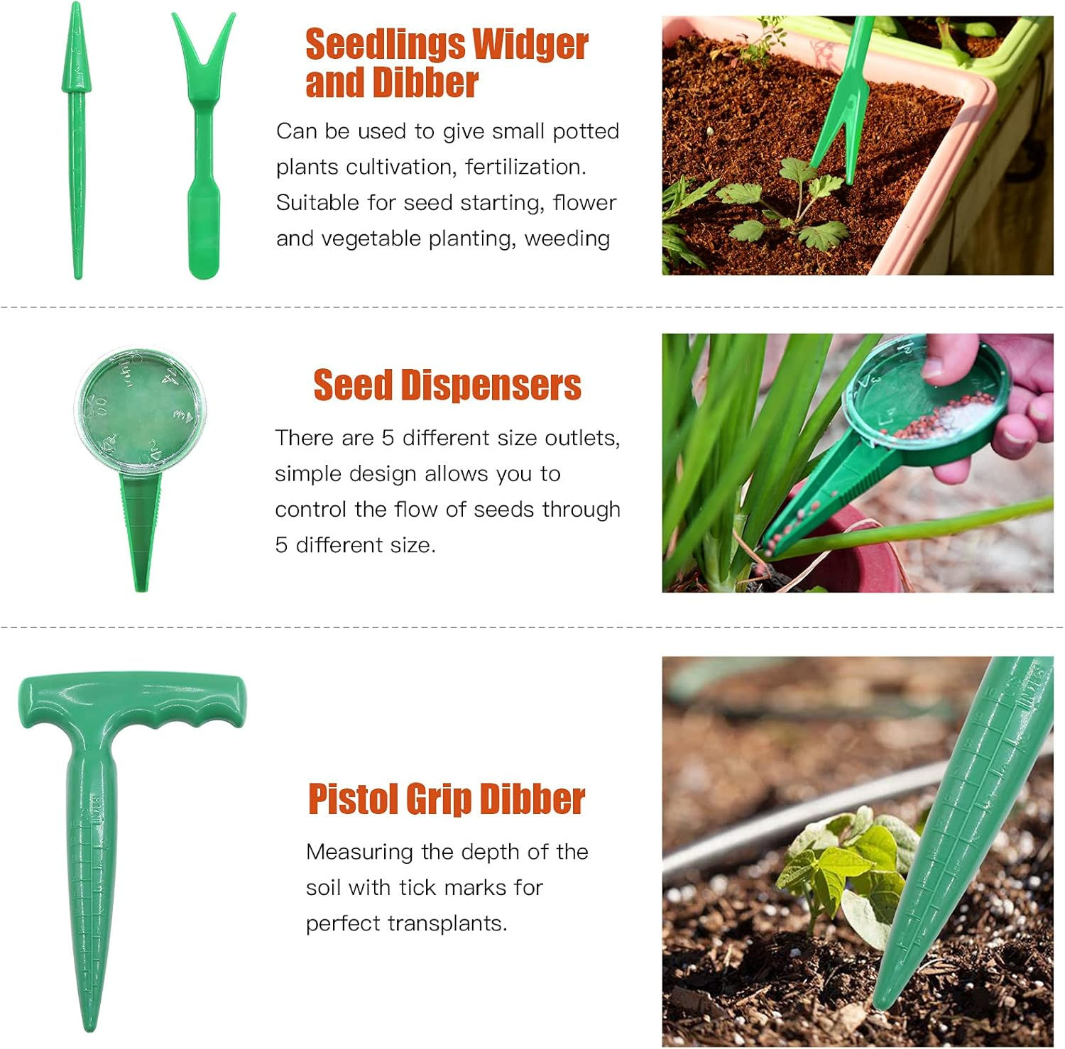 Tanstic 8Pcs Bulb Planter Set Includes Bulb Planter with Depth Markers, Garden Transplant Trowel, Transplanter Seeds Dispenser Set and Gardening Gloves for Tulips, Daffodils, Dahlias image number 2