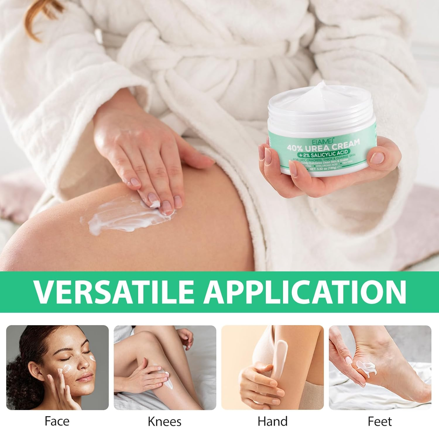 Urea Cream 40 Percent for Feet Maximum Strength,40% Urea Cream plus 2% Salicylic Acid with Hyaluronic Acid,Tea Tree,And Aloe Vera for Foot and Hand - Deep Moisturizes,Callus Remover 3.53 Oz (100G, Urea Cream) image number 4