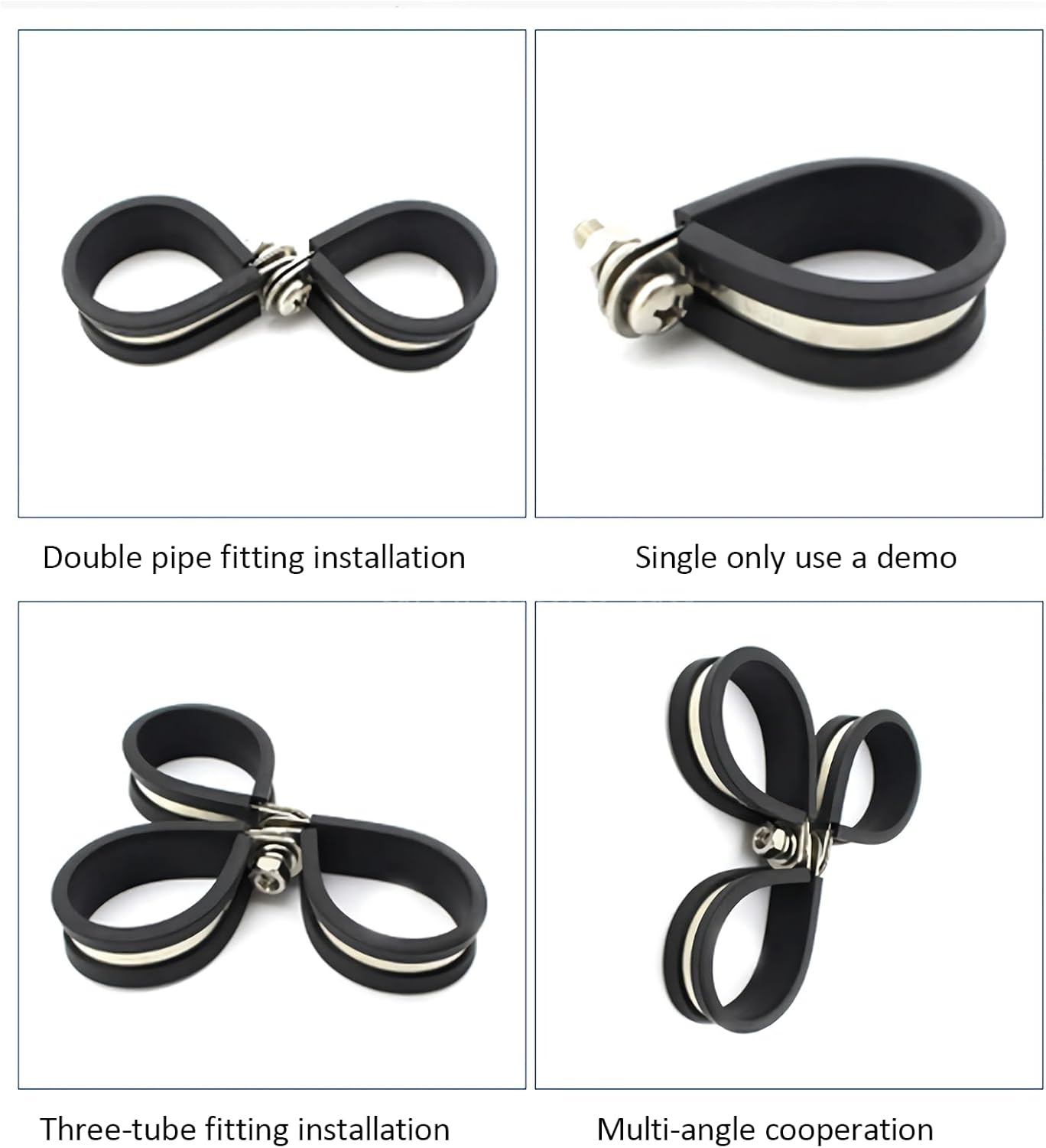 10 Cable Folder Kits, U -Shaped Pipe Clamps, Cable Installation Hose Fixtures, Stainless Steel Rubber Cushion Pipe Clamps (18Mm, 20Mm, 22Mm, 24Mm, 26Mm) (24Mm) image number 3