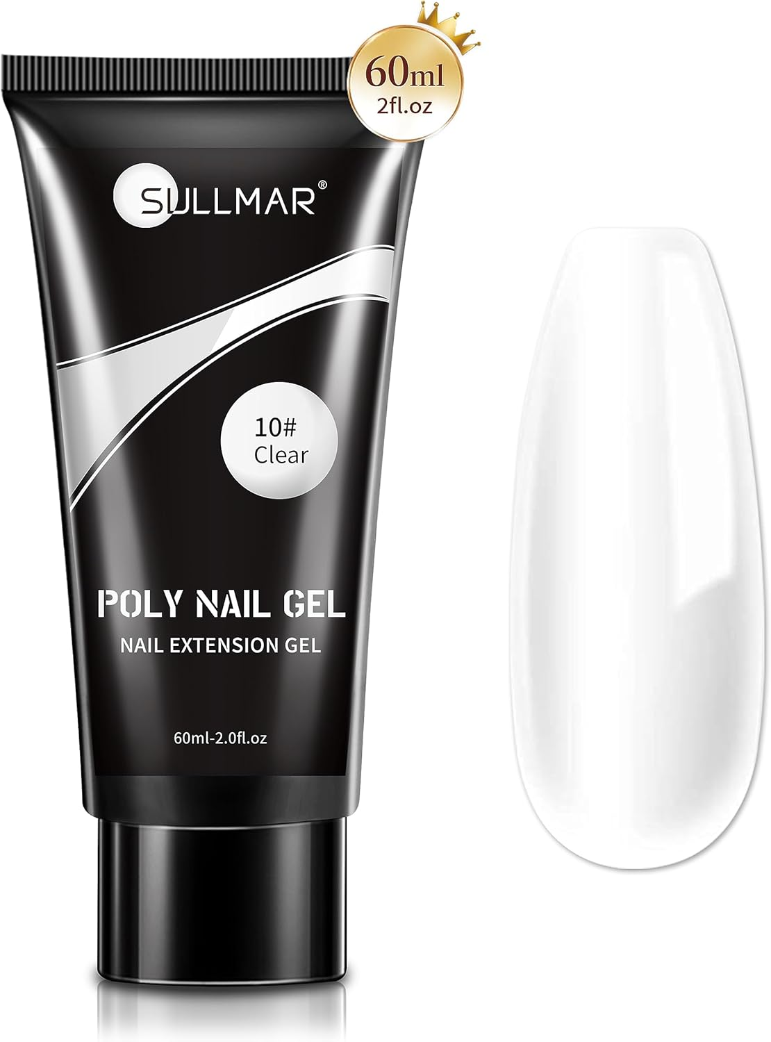 SULLMAR Clear Poly Nail Gel Kit-60Ml/2Fl.Oz Clear Poly Nail Gel Kit,All-In-One Set Nail Extension Gel Nail Kit with Slip Solution Dual Form Nail Brush and Glass Cup,Nail Art Design for Beginners