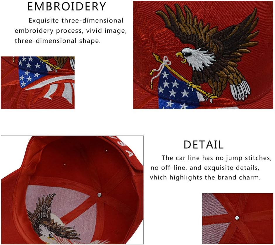 DISHIXIAO USA Baseball Cap Polo Style Adjustable Embroidered Dad Hat with American Flag for Men and Women - 2.Trump 2020-Red image number 2