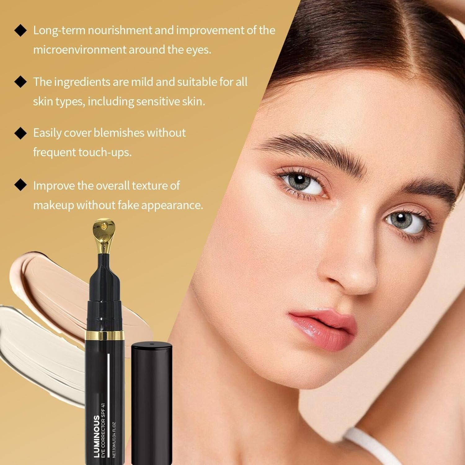 Black of Friday Sales, 2024 Luminous Eye Corrector, under Eye Color Corrector for Dark Circles, Hydrating Eye Serum with Peach Undertone,Natural image number 3