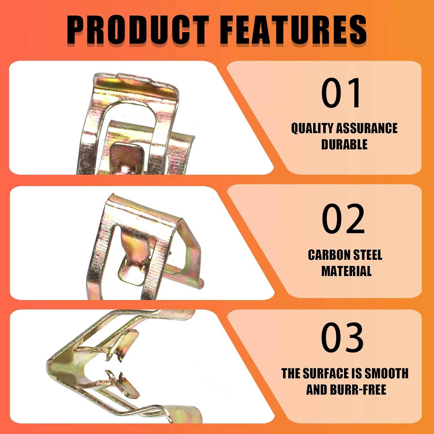 Tanstic 50Pcs 10 Sizes Metal Trim Panel Spring Clip Kit, Including 1# 2# 3# 4# 5# 6# 7# 8# 9# 10# Metal Retainer Clips Automotive Car Interior Trim Clips Moulding Fastener Compatible with Audi VW image number 3