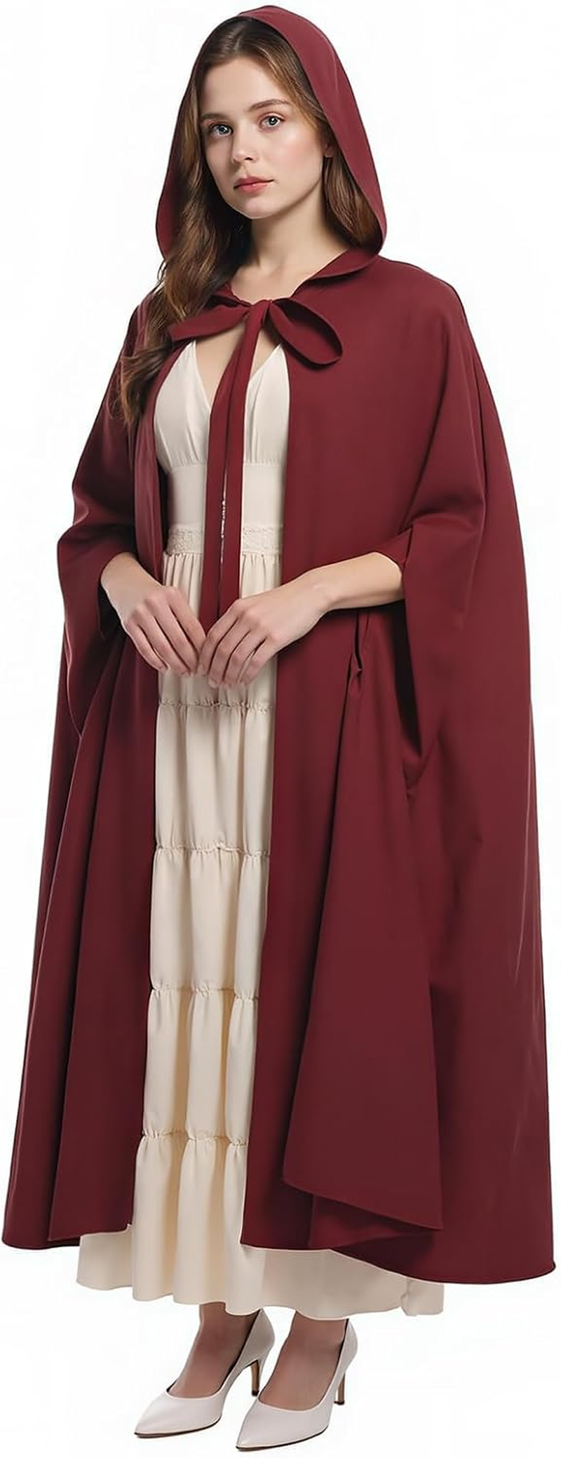 Hapurs Hooded Cloak Robe Costume Cape with Hood Halloween Tunic Hooded Uniform Cape with Hood Renaissance Medieval Costume Witch Vampire Cloak Cosplay