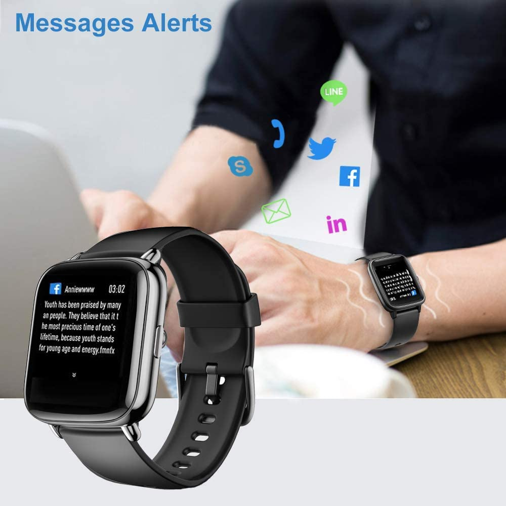 Smart Watch Fitness Tracker 1.69" Touch Screen Waterproof 24 Sports Modes with Body Temperature Heart Rate Blood Oxygen Monitor Sleep Quality Tracker 15 Days Battery Life Call & APP Message Reminder for Iphone Android Phones image number 1