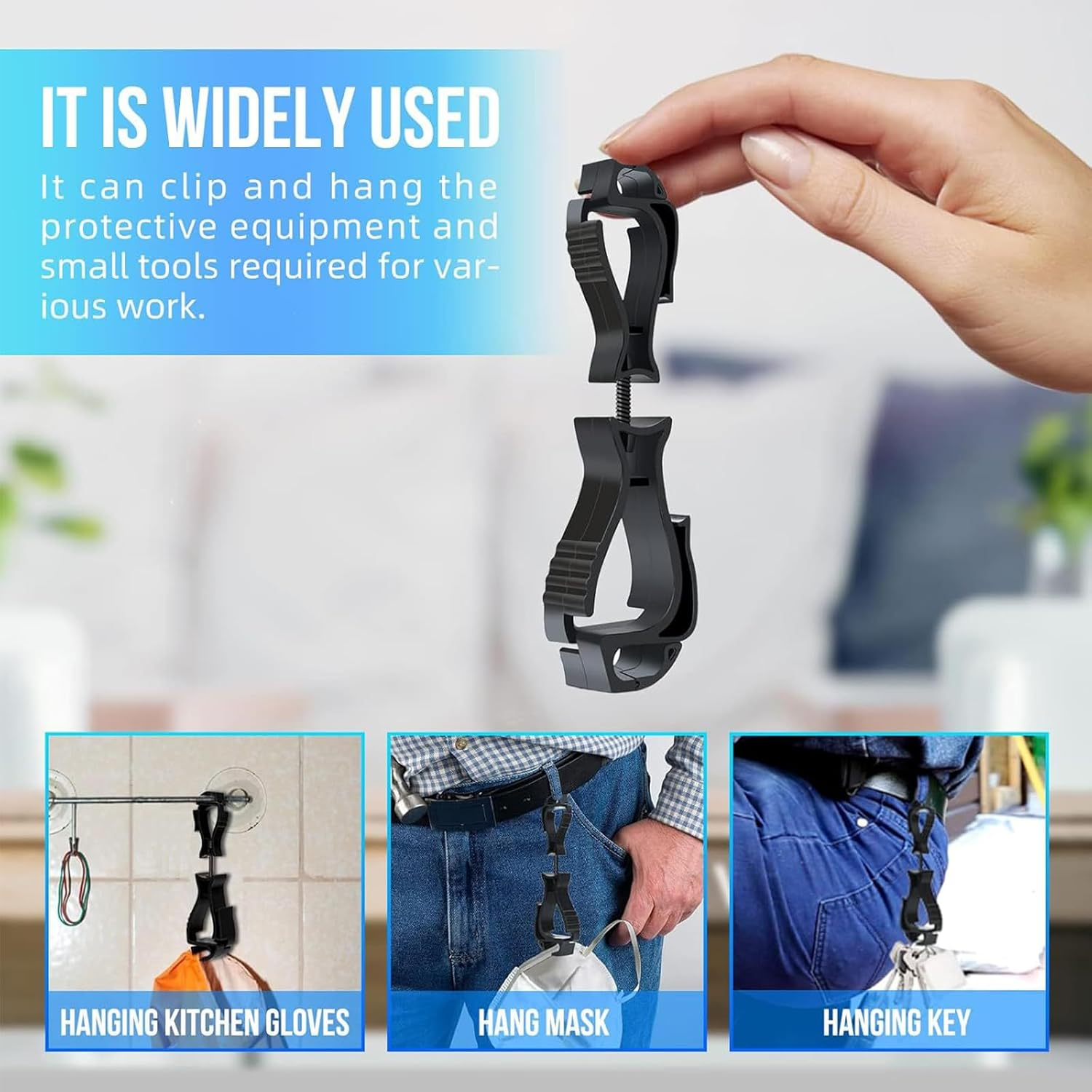 6 PCS Work Glove Clips, Elastic Clamp Holders, Secure Glove Storage for Labor, Firefighters, Construction, and Garden Work
