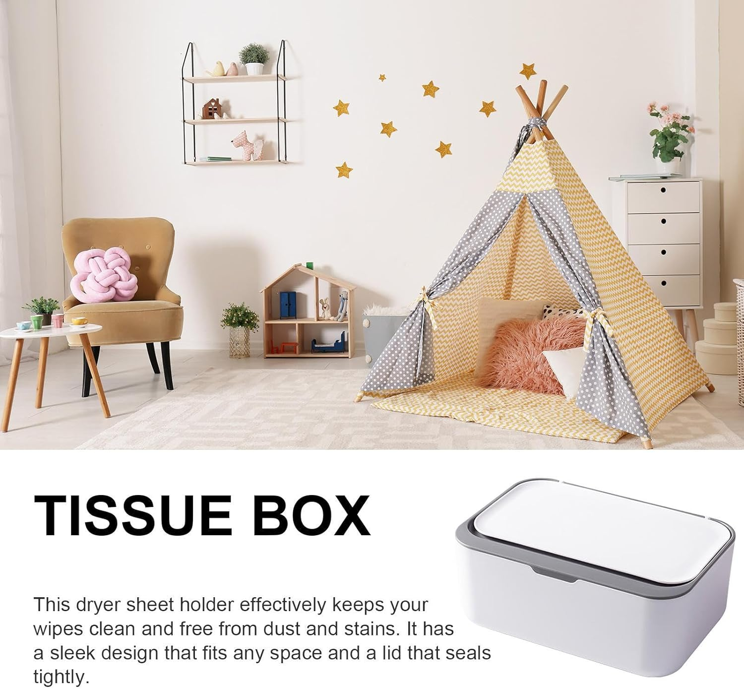 Wet Wipes Container Storage Box, Baby Wet Wipes Holder Dispenser Case Box, Tissue Storage Box with Lid, Paper Tissue Holder Case for Home Offices Kitchen Bathroom Car, Keep Wipes Fresh and Clean