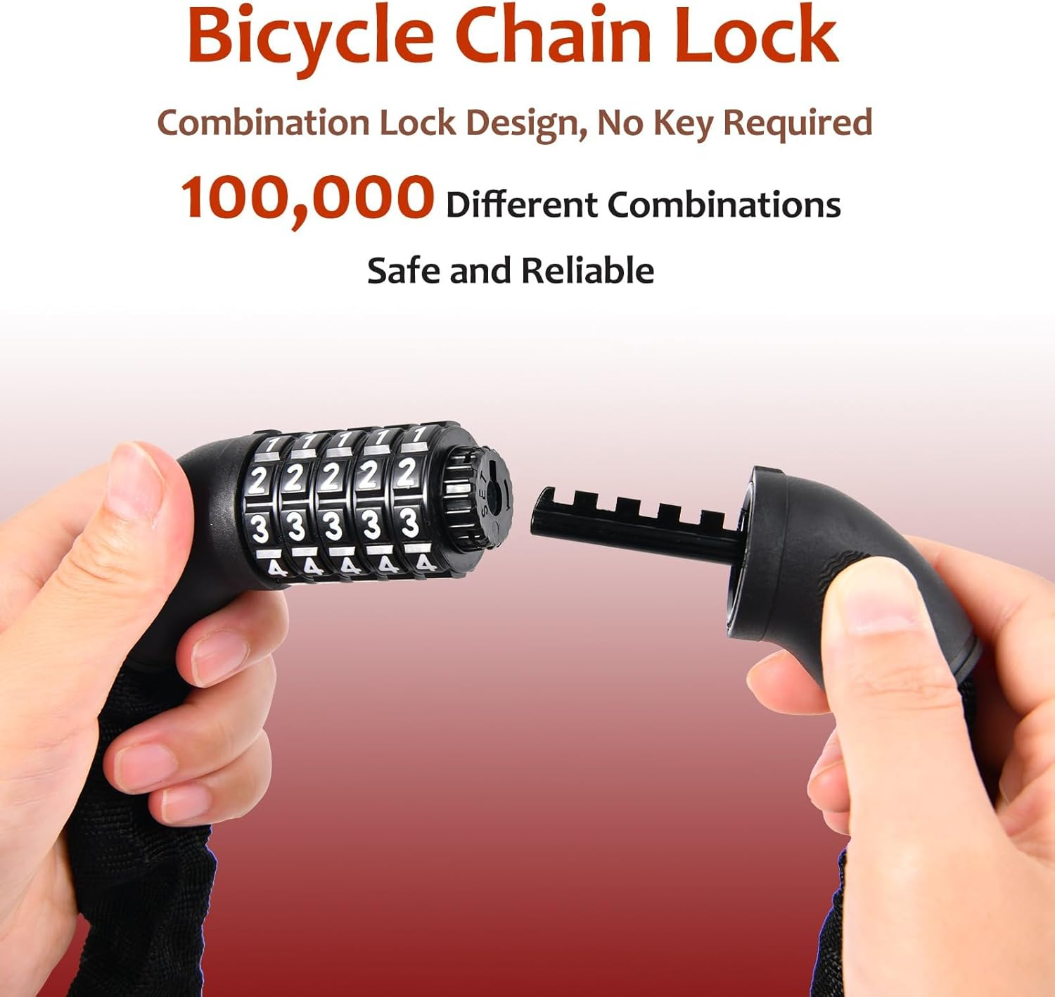 Bike Chain Lock, 5 Digit Combination Lock, Heavy Duty anti Theft Bicycle Lock, 1.2 Meter (3.9FT) Code Lock for Bike, E-Bike, Motorcycle, Door, Scooter, Fence, Gate