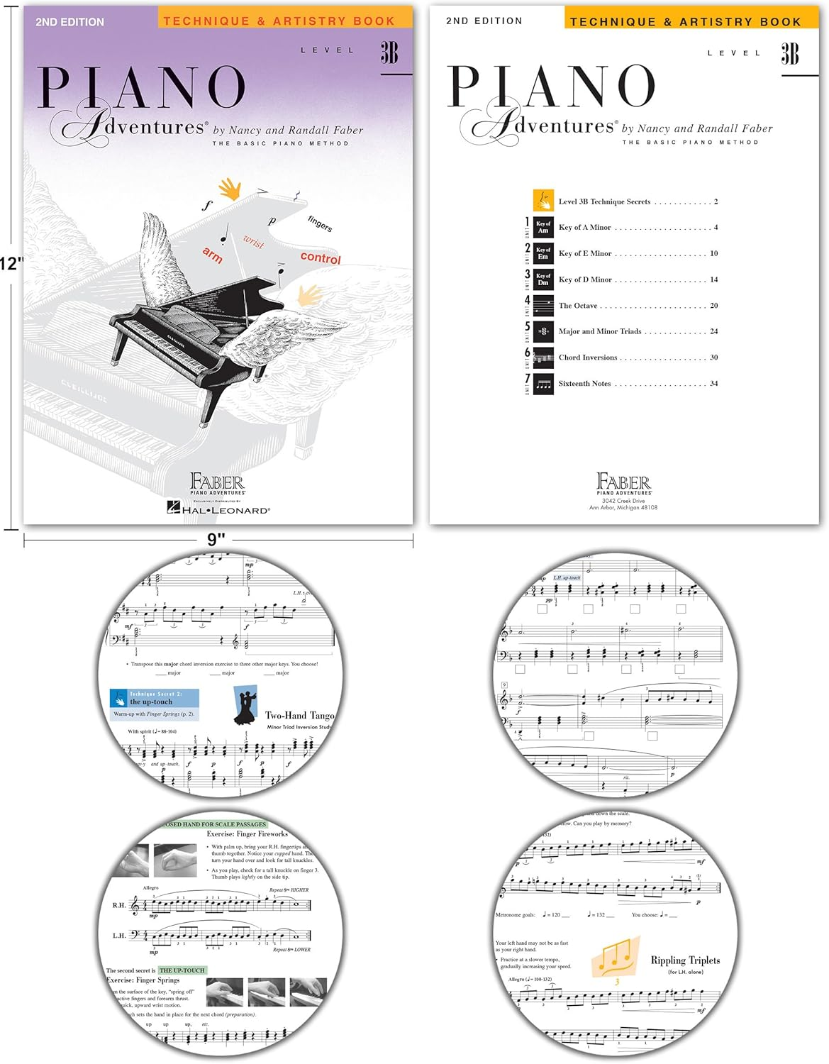 Piano Adventures Level 3B Learning Set by Nancy Faber - Lesson, Theory, Performance, Technique & Artistry Books & Juliet Music Piano Keys 88/61/54/49 Full Set Removable Sticker image number 5