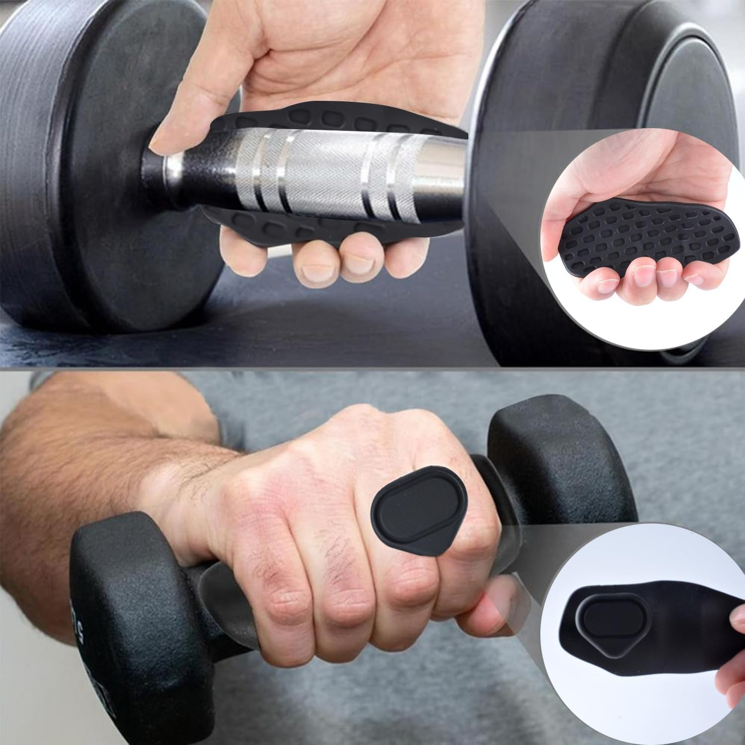 2 Pairs Weight Lifting Grips (Black + Gray) | Premium Gym Grips for Deadlifts, Rows & Pulls | Fingerless Workout Gloves for Men & Women | Palm Protection for Callus Prevention image number 4