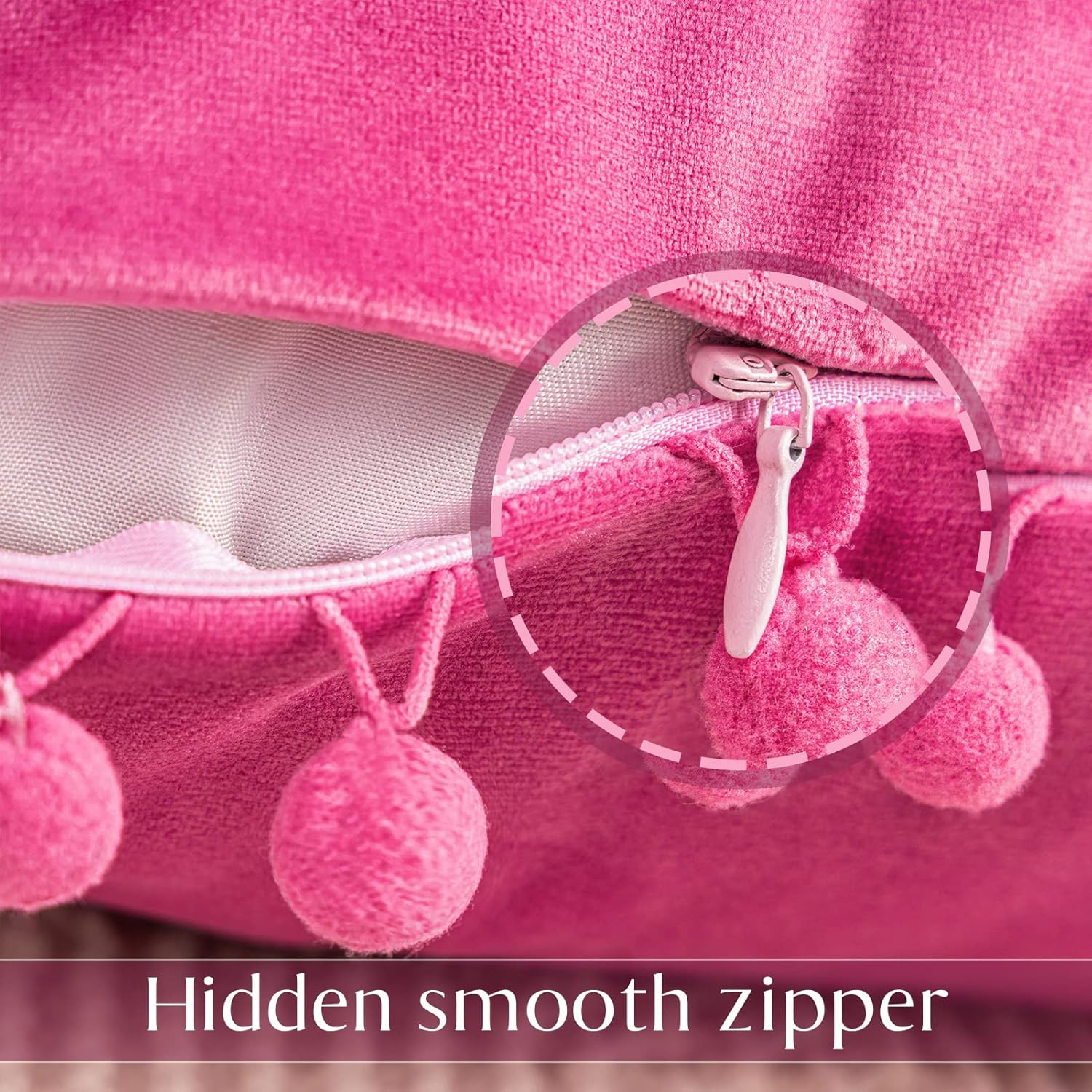 Ashler Decorative Plush Velvet Solid Square Throw Pillow Covers with Small round Velvet Particles 18 X 18 Inch 45 X 45 Cm, Made of Polyester, Pink, 18 X 18 Inch image number 4