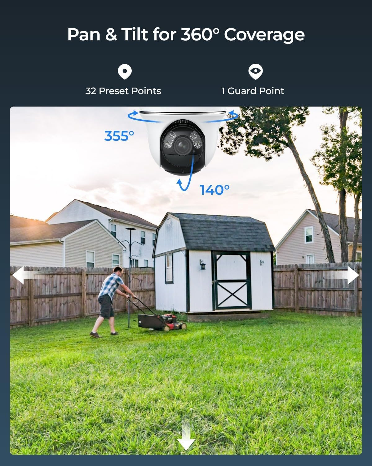 REOLINK First 4K Solar Security Camera Wireless Outdoor, Argus PT 3W Sun-Powered Panel, 360&deg; Pan Tilt Battery Cam with 8MP Color Night Vision, 2.4/5 Ghz Wi-Fi, No Monthly Fee - Black image number 4