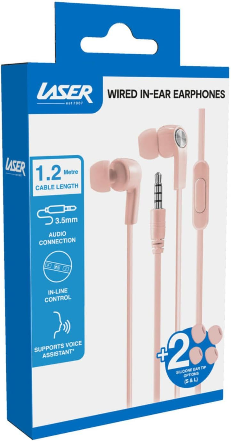 LASER EPS-W24BK-941 Laser In-Ear Wired Earphones Rose, Built-In Mic, 1.2M, 3.5Mm Audio Jack, Smartphone, PC, Supports Voice Assistant image number 3