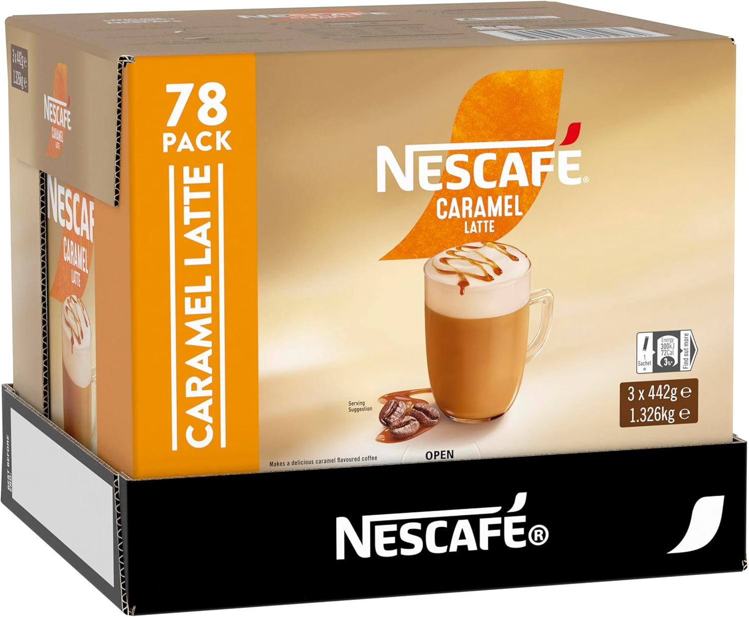 NESCAF&Eacute; Caramel Latte Instant Coffee Mixes Sachets 78 Pack (3 X 26 Pack) image number 1