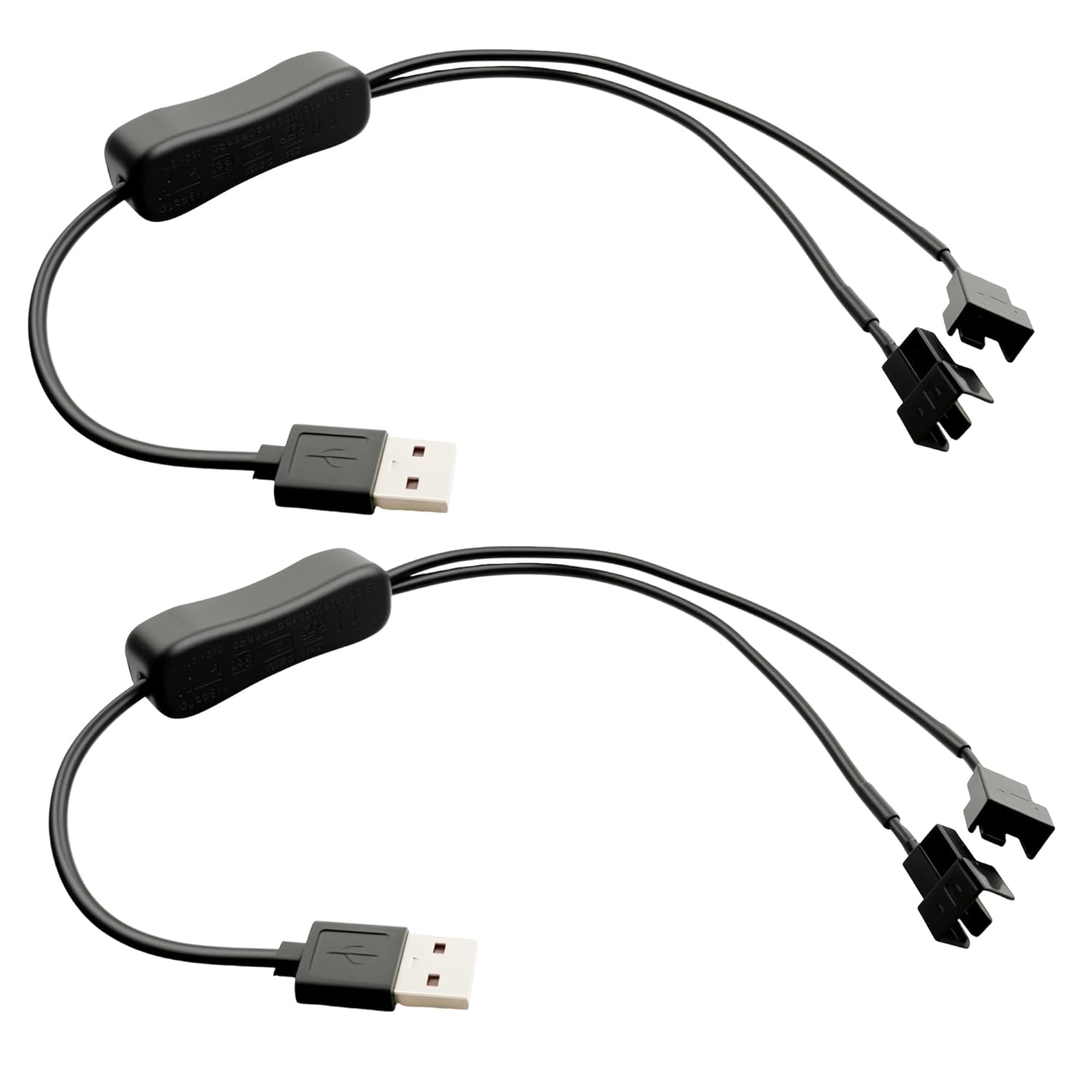 EFGTEK 2 Pack 40Cm USB to 3Pin and 4Pin Fan Power Adapter Cable,Dual 3-Pin / 4-Pin 5V USB Sleeved Fan Power Adapter Cable with On/Off Toggle image number 2