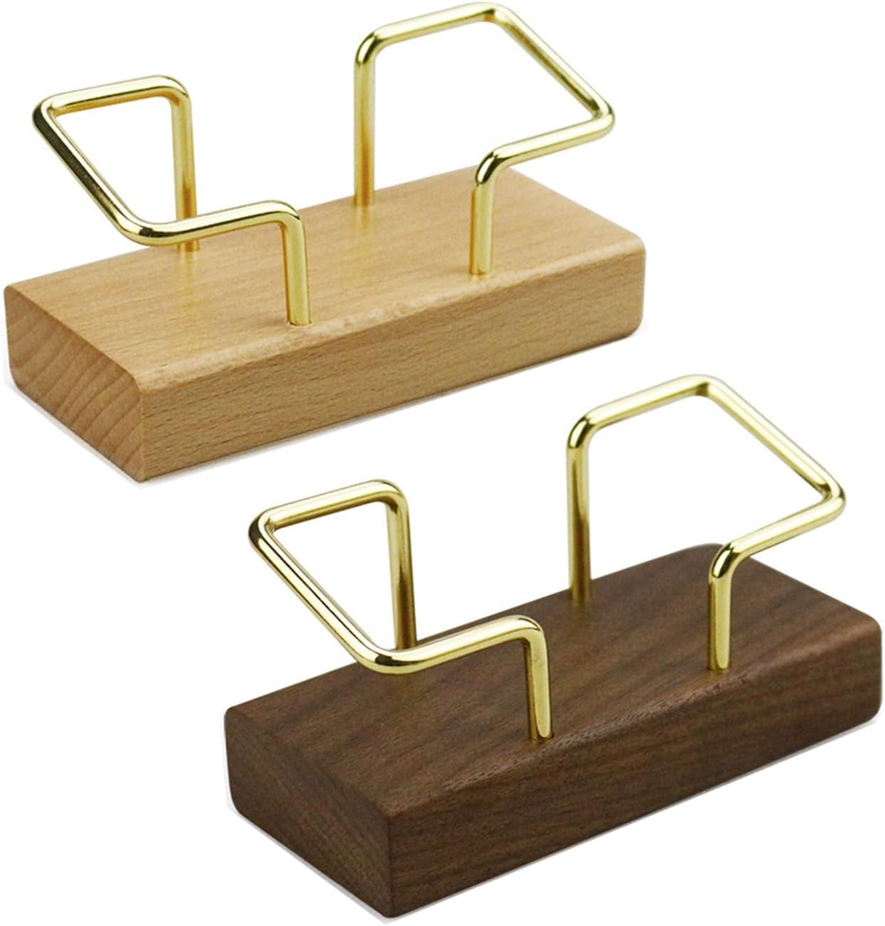 2 Pcs Wood Business Card Holder for Desk, Business Card Organizer, Wooden Business Card Display Stand Postcard Holder, Tabletop Display Stand for Office Home (W)