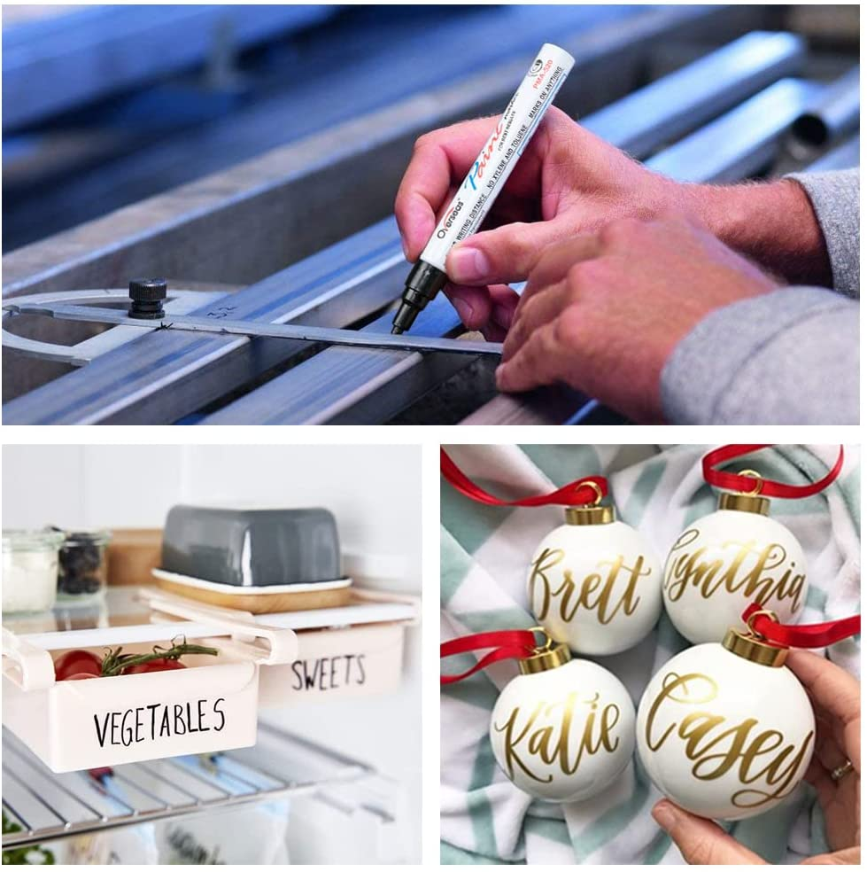 Overseas Permanent Paint Markers Pens - 3 Pack Blue Oil Based Paint Pens, Medium Tip, Quick Drying and Waterproof Marker Pen for Metal, Rock, Wood, Fabric, Plastic, Canvas, Mugs, Stone, Glass - Blue image number 5