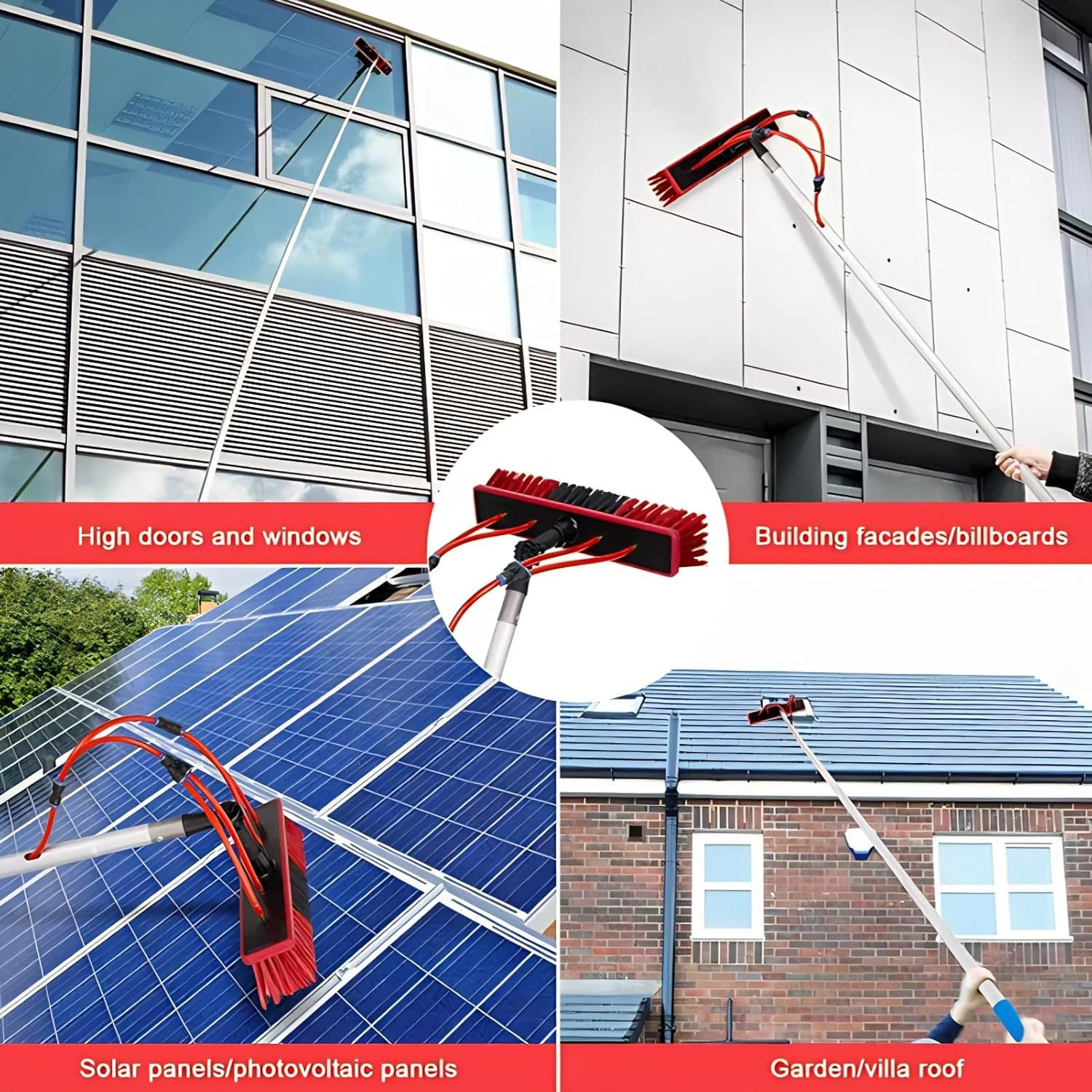 Solar Panel Cleaning Brush Water Fed Cleaning Kit Extended Pole Design for Household Use image number 2
