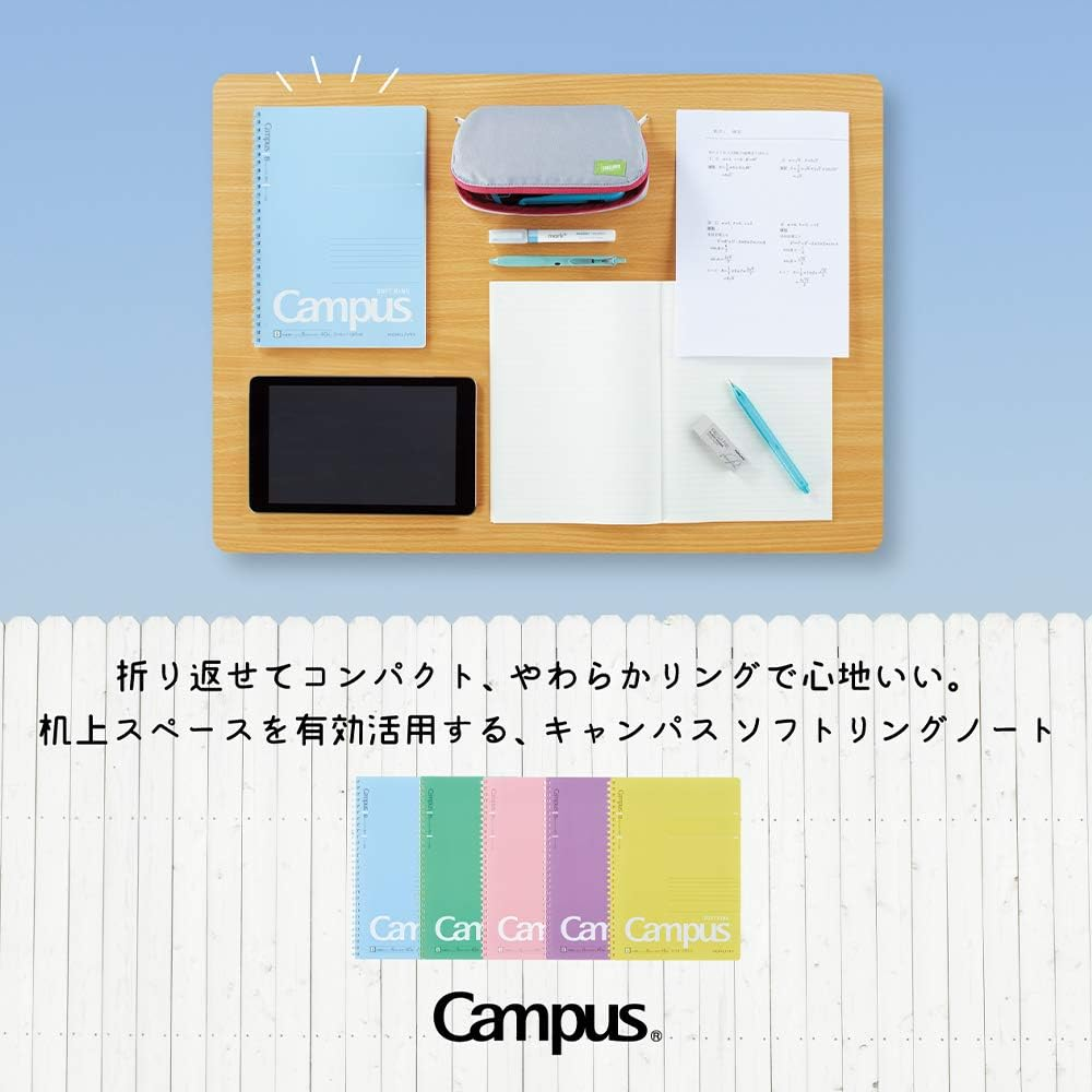 Kokuyo Campus Soft Ring Notebook, A5, B 6Mm Dot Ruled, 29 Lines, 50 Sheets, Pink, Set of 2, Japan Import (SU-S131BT-P) image number 2