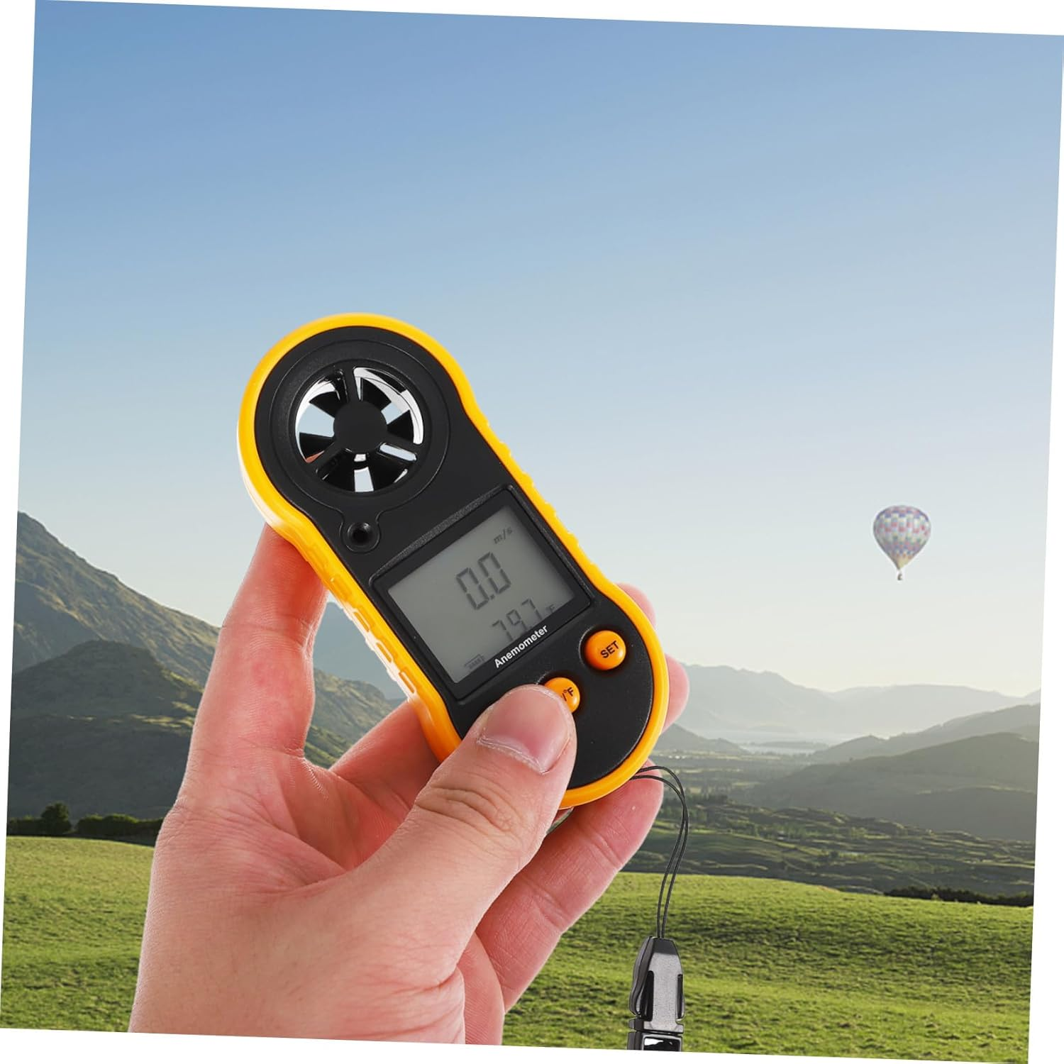 Digital Handheld Wind Speeds Meter Air Flow Velocity Meter Portable Anemometer for Weather Measurement LCD Display and Temperature Measurement