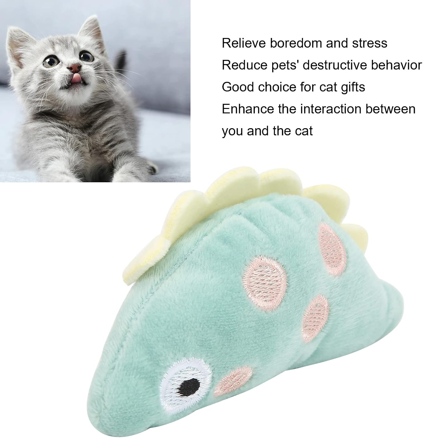 Catnip Plush Cat Toys, Tooth Cleaning Indoor Relieve Boredom and Stress Interactive Kitty Toy, Interactive Cat Kicker Toys Fluffy Kitten Teeth Cleaning Toy for Cats Dogs (Green